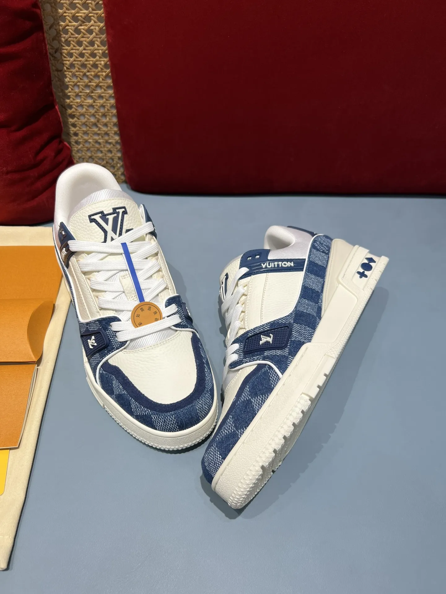 Trendsetting Louis Vuitton Trainer Check Blue White Replica Shoes –  Rep Sneakers 367