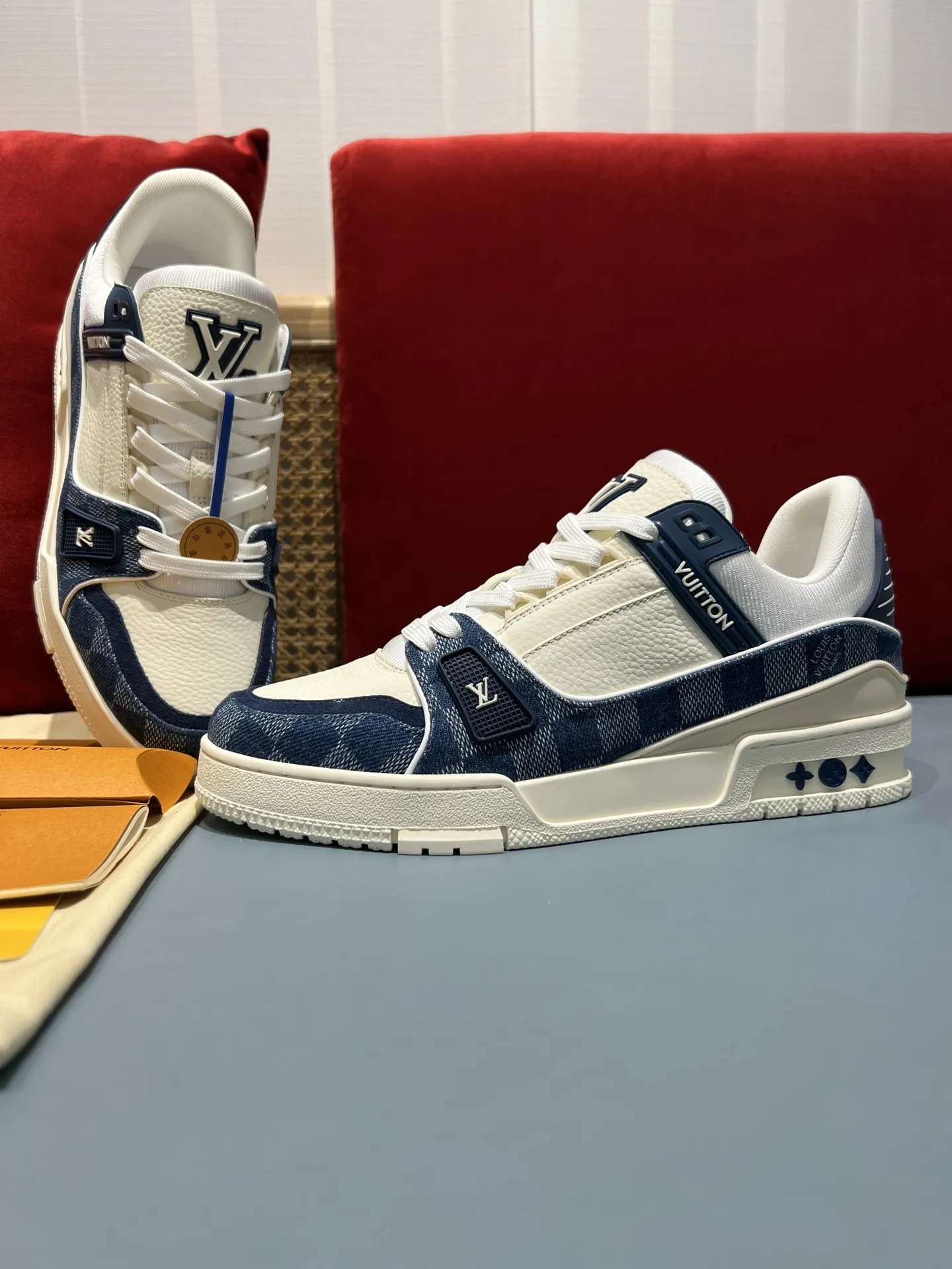 Trendsetting Louis Vuitton Trainer Check Blue White Replica Shoes –  Rep Sneakers 367