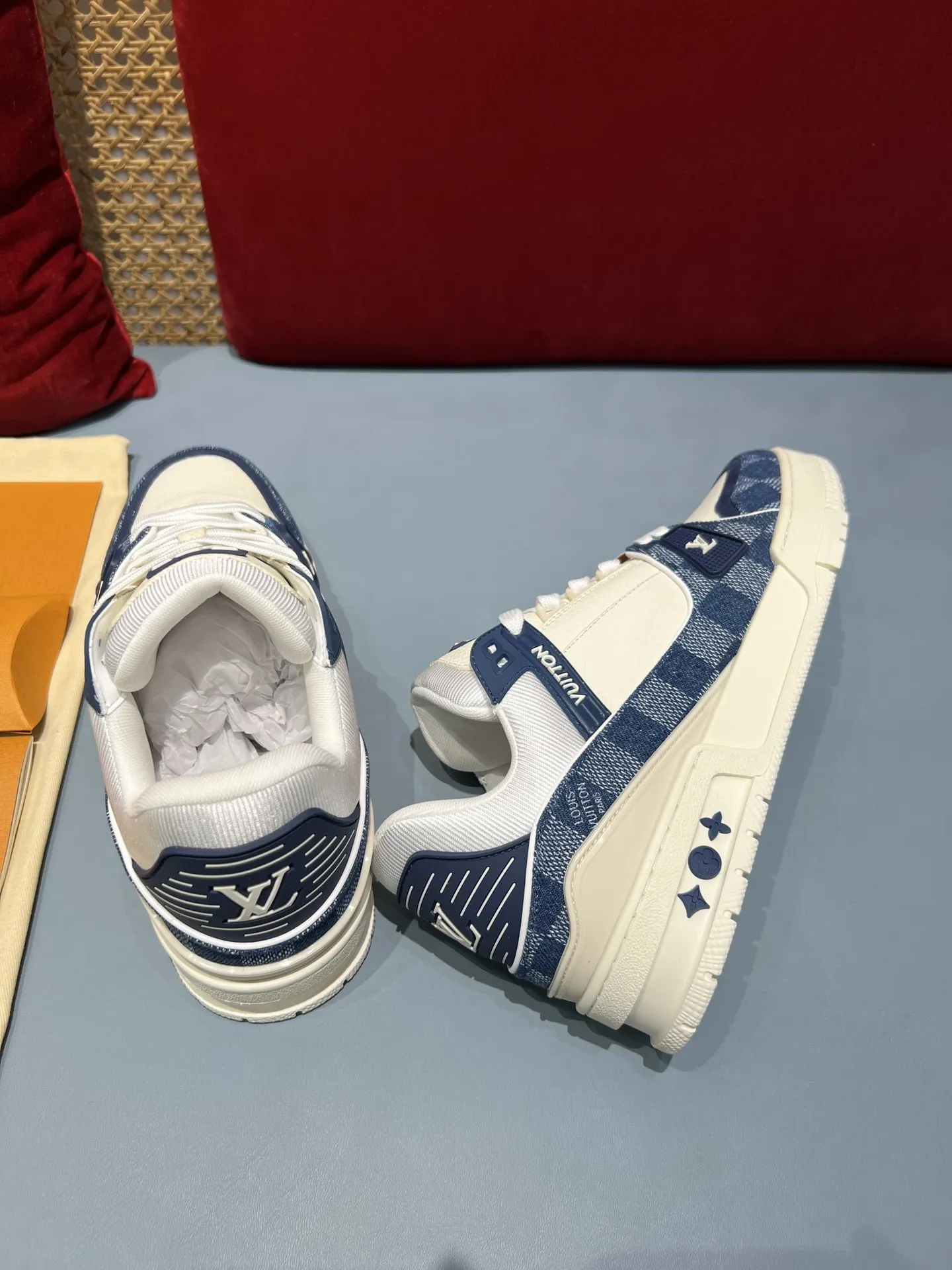 Trendsetting Louis Vuitton Trainer Check Blue White Replica Shoes –  Rep Sneakers 367