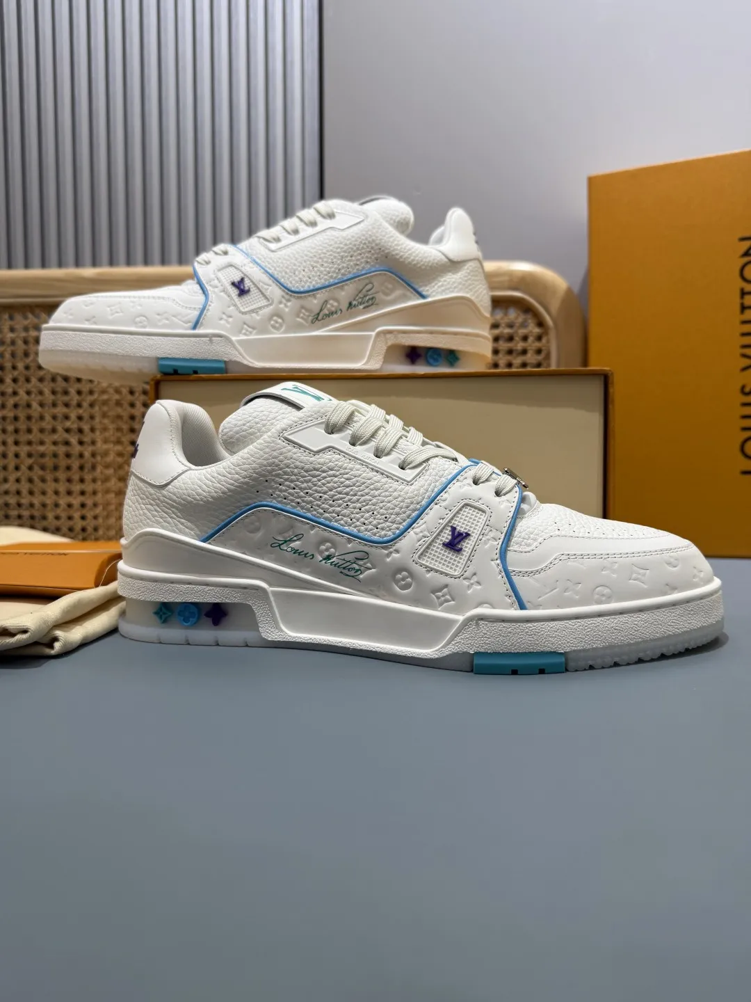 Louis Vuitton Trainer Cruise Blue Replica Shoes –  Rep Shoes Stretchable 400