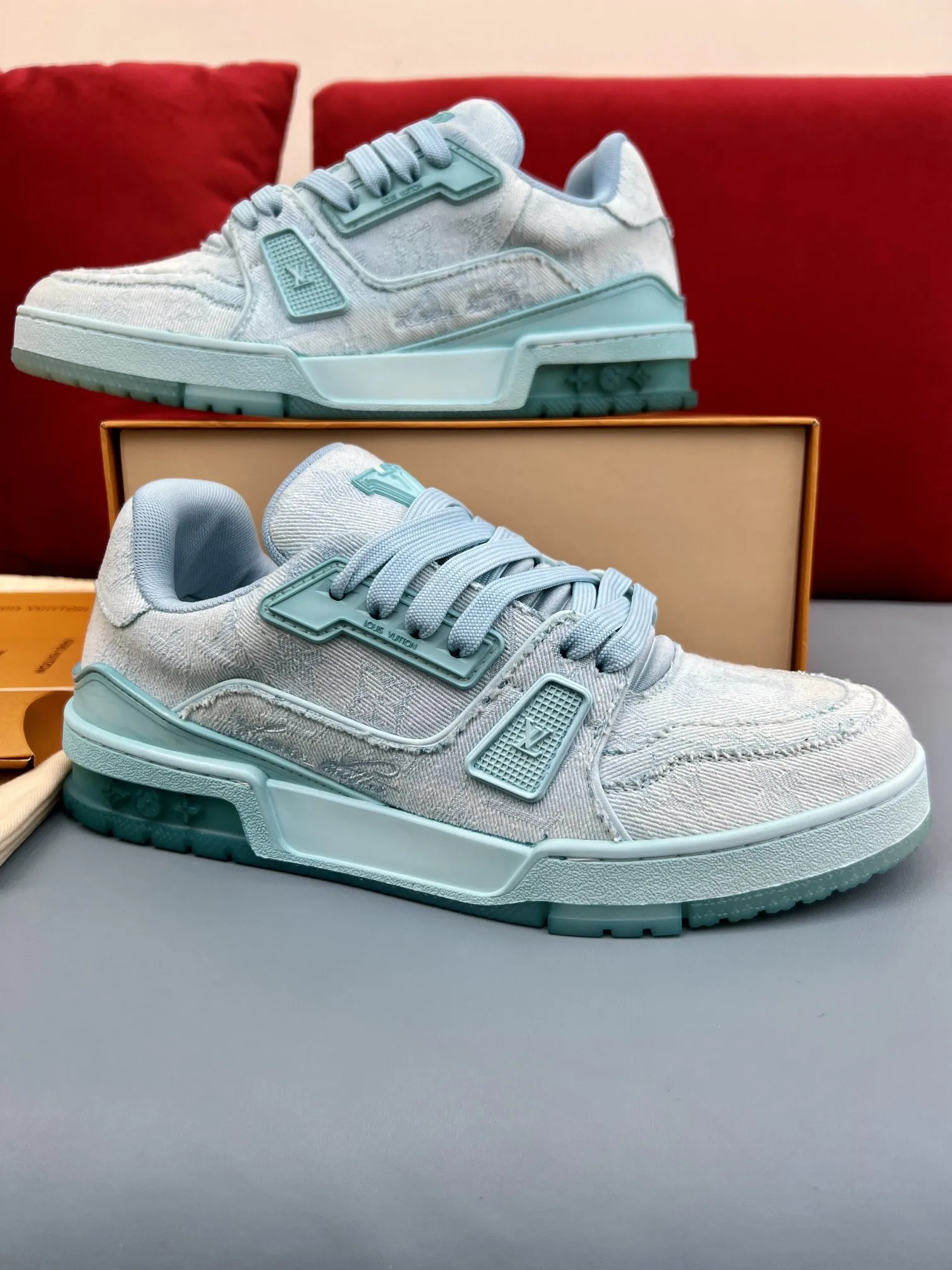 TopPick Louis Vuitton Trainer Denim Light Blue Replica Sneakers – Rep Shoes 321