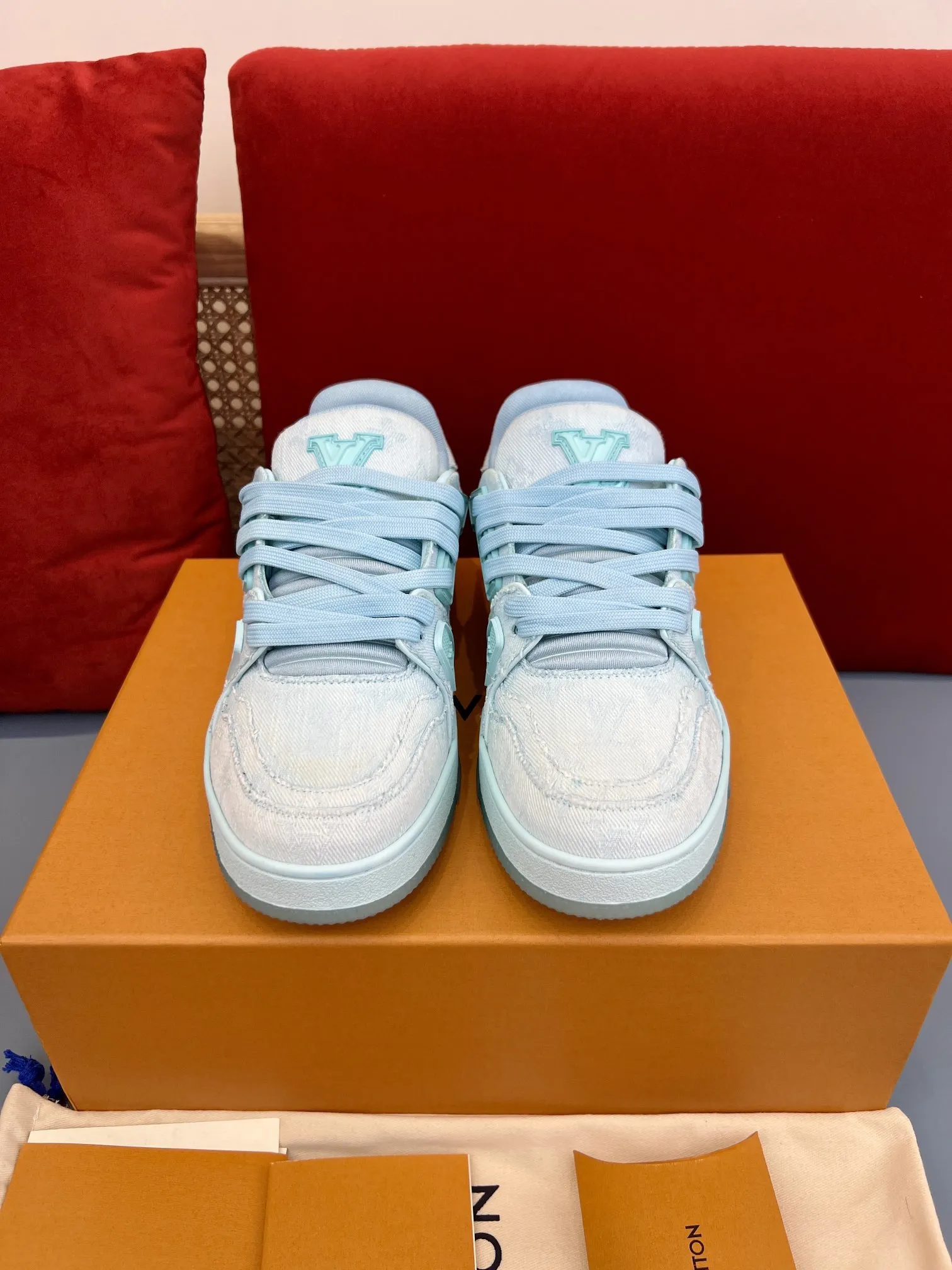 TopPick Louis Vuitton Trainer Denim Light Blue Replica Sneakers – Rep Shoes 321