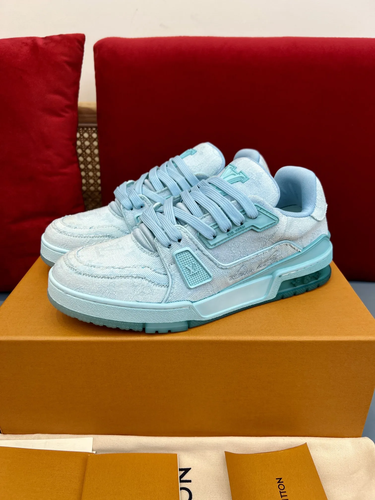 TopPick Louis Vuitton Trainer Denim Light Blue Replica Sneakers – Rep Shoes 321