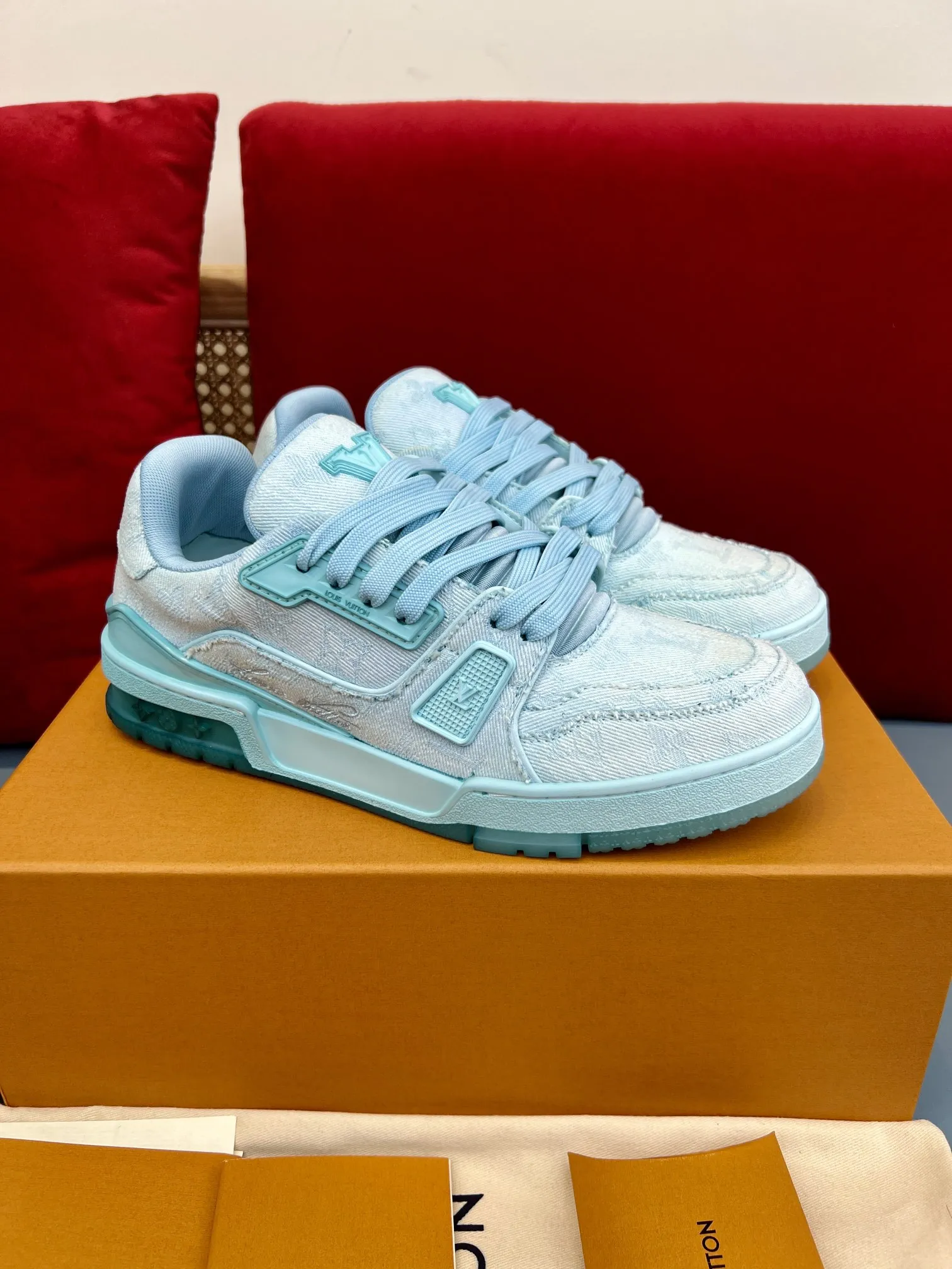 TopPick Louis Vuitton Trainer Denim Light Blue Replica Sneakers – Rep Shoes 321
