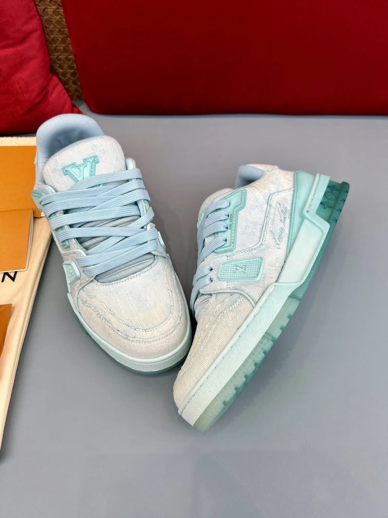 TopPick Louis Vuitton Trainer Denim Light Blue Replica Sneakers – Rep Shoes 321