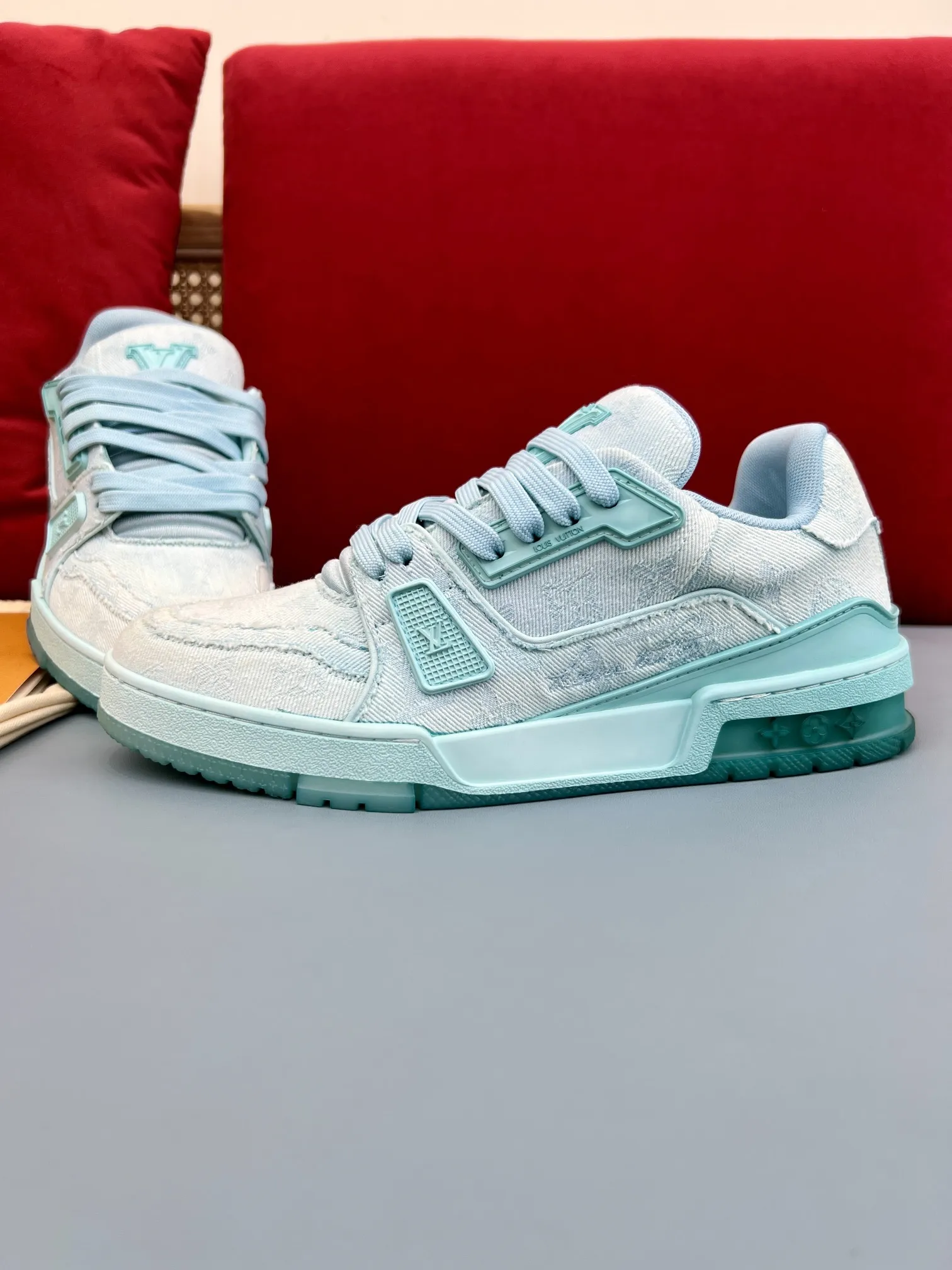 TopPick Louis Vuitton Trainer Denim Light Blue Replica Sneakers – Rep Shoes 321