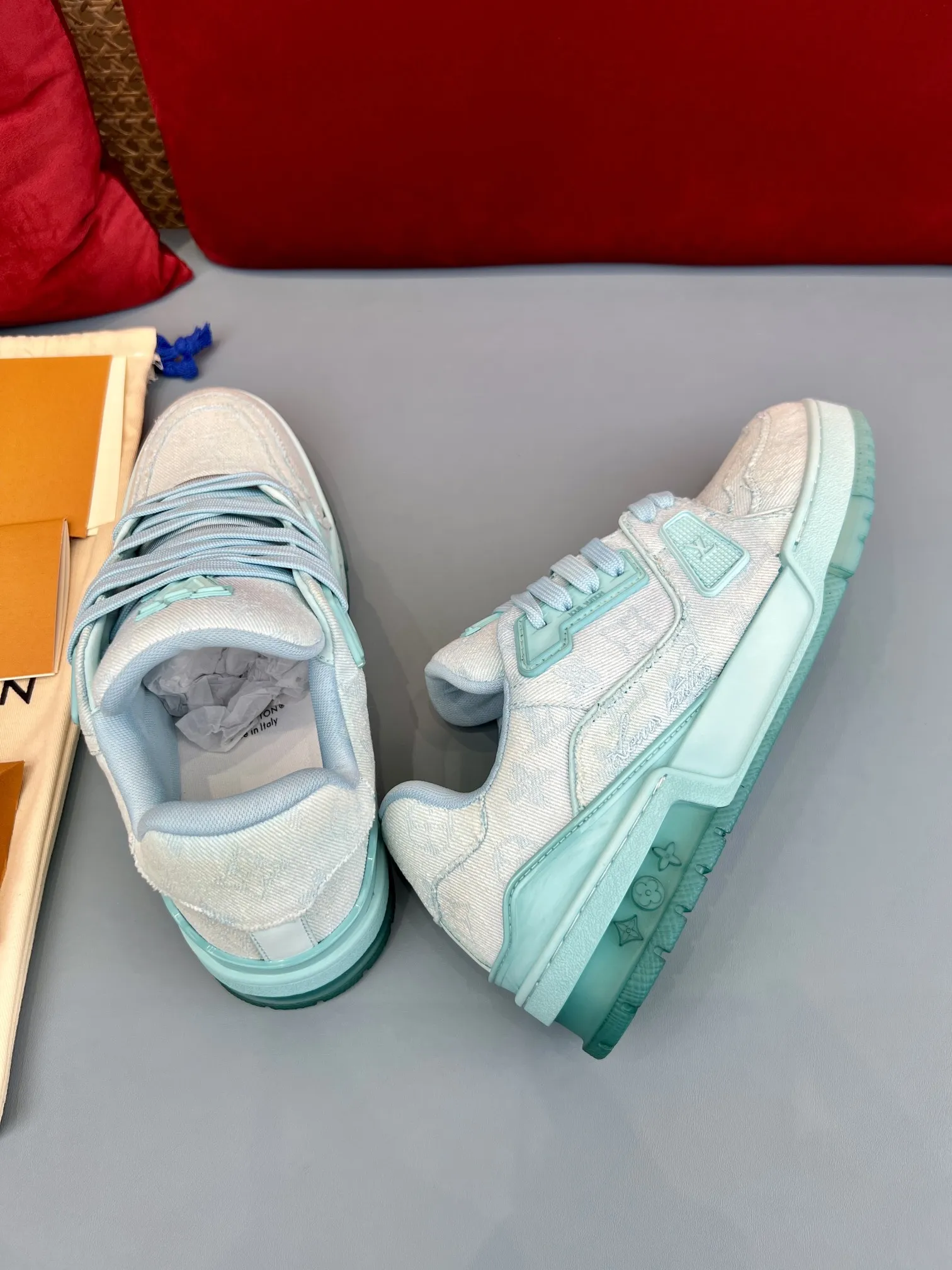 TopPick Louis Vuitton Trainer Denim Light Blue Replica Sneakers – Rep Shoes 321