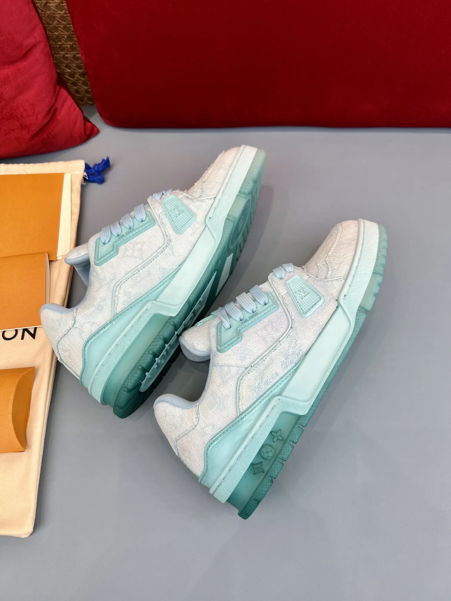 TopPick Louis Vuitton Trainer Denim Light Blue Replica Sneakers – Rep Shoes 321