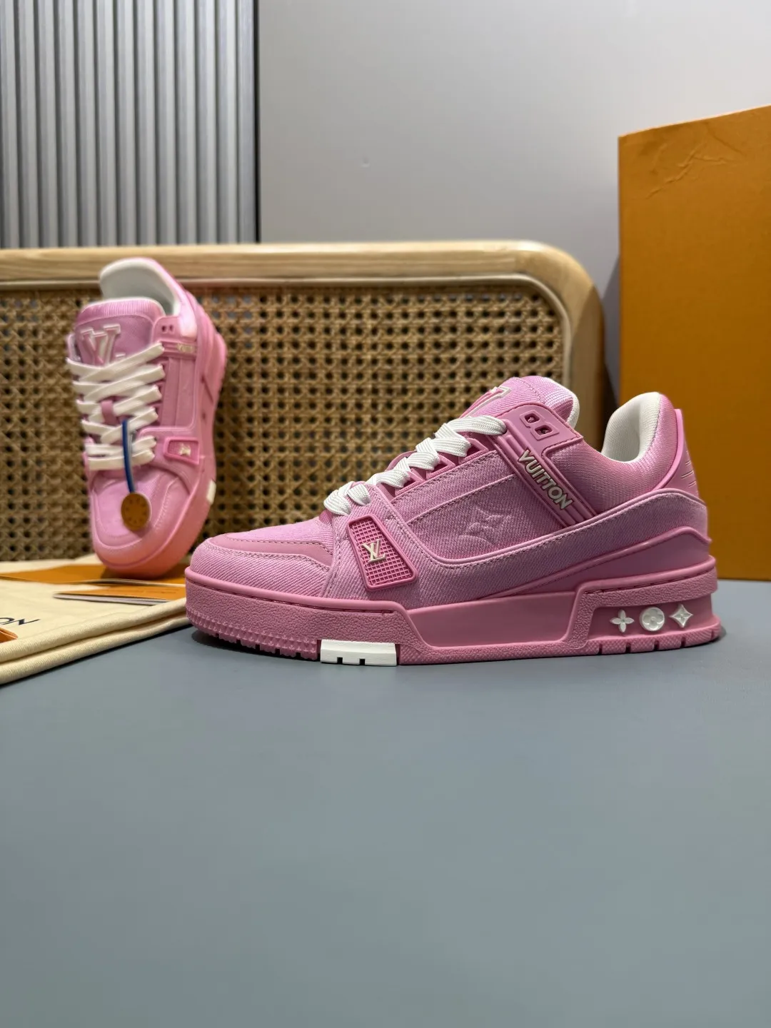 Louis Vuitton Trainer Denim Pink Replica Shoes with Rep Sneakers Style TravelReady 438