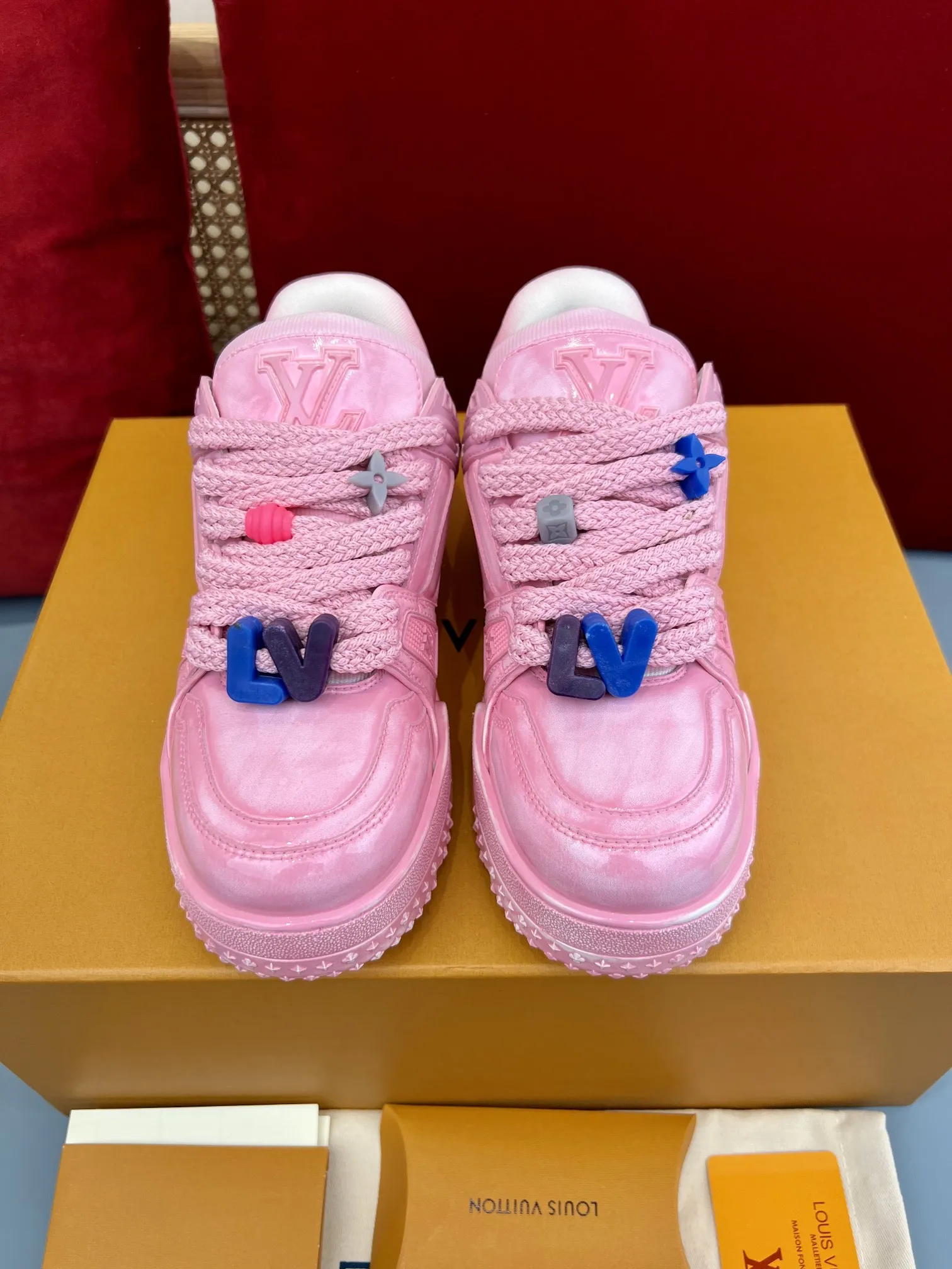 Louis Vuitton Trainer Gel Pink Replica Sneakers with Rep Shoes Style Chic 303
