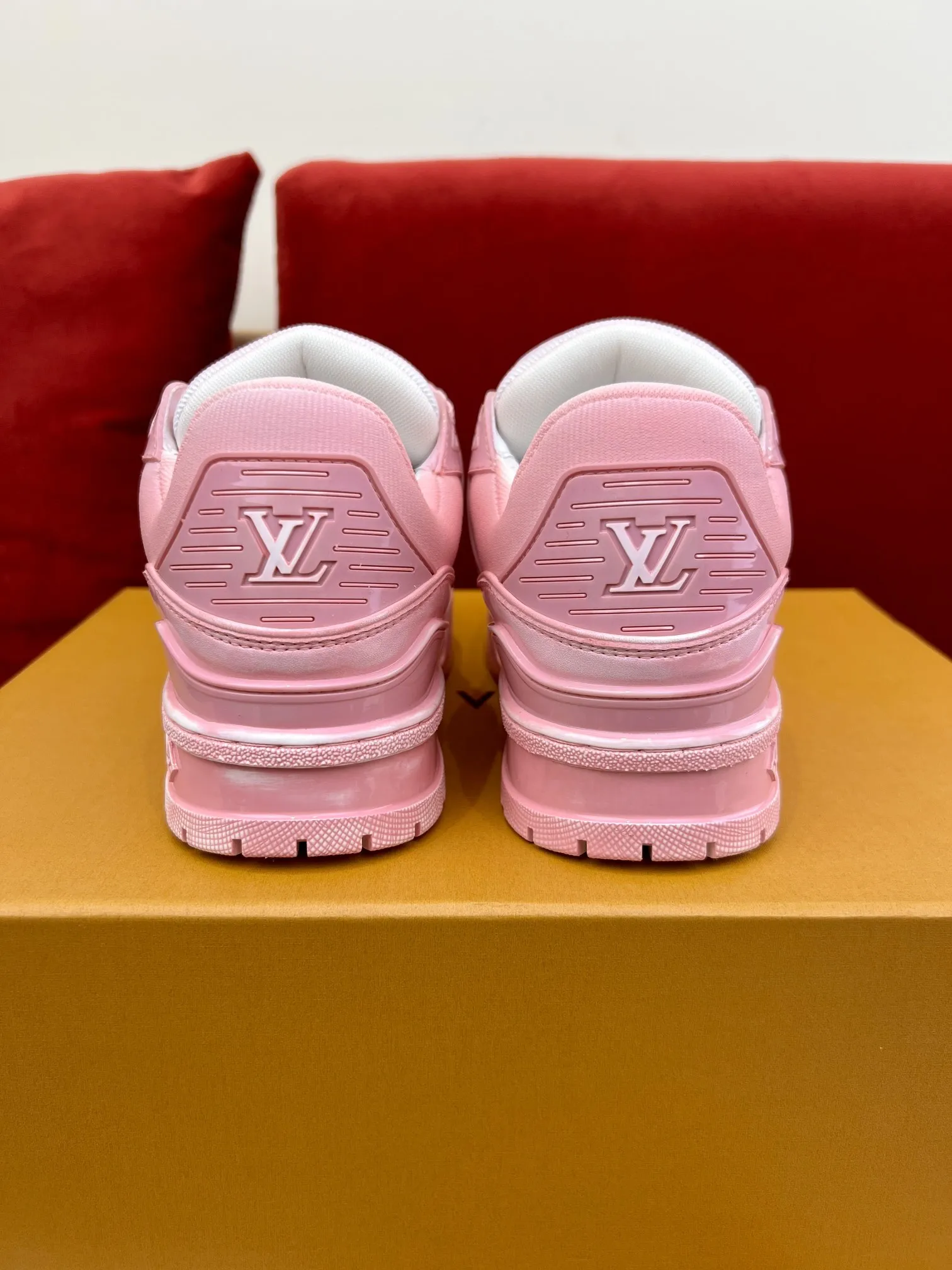 Louis Vuitton Trainer Gel Pink Replica Sneakers with Rep Shoes Style Chic 303