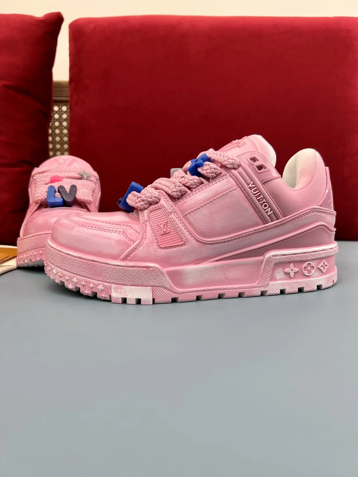 Louis Vuitton Trainer Gel Pink Replica Sneakers with Rep Shoes Style Chic 303
