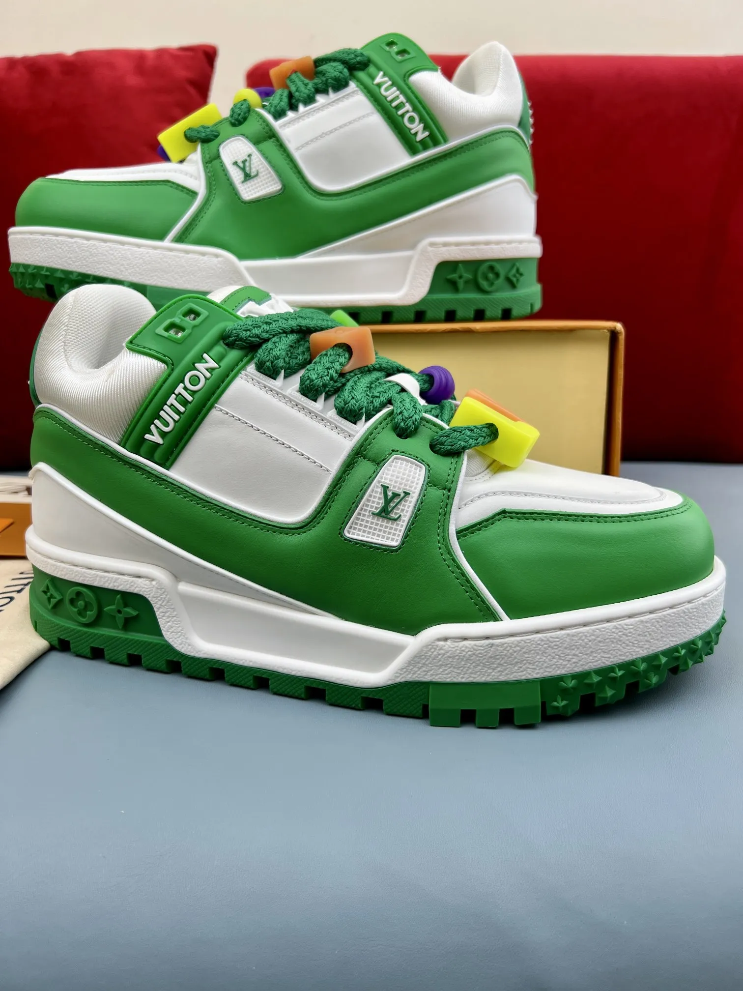 Timeless Louis Vuitton Trainer Green White Replica Shoes –  Rep Sneakers 352