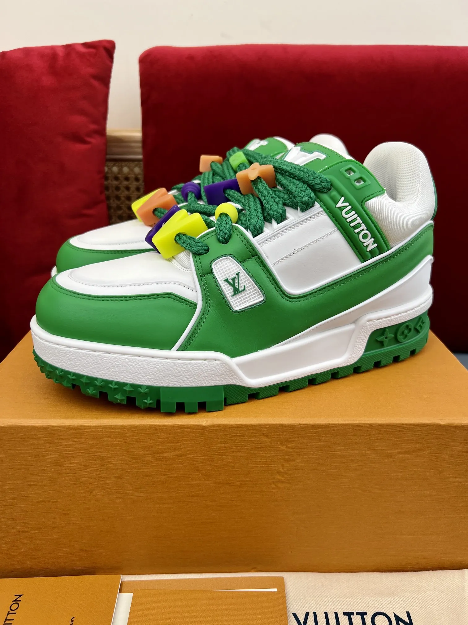 Timeless Louis Vuitton Trainer Green White Replica Shoes –  Rep Sneakers 352