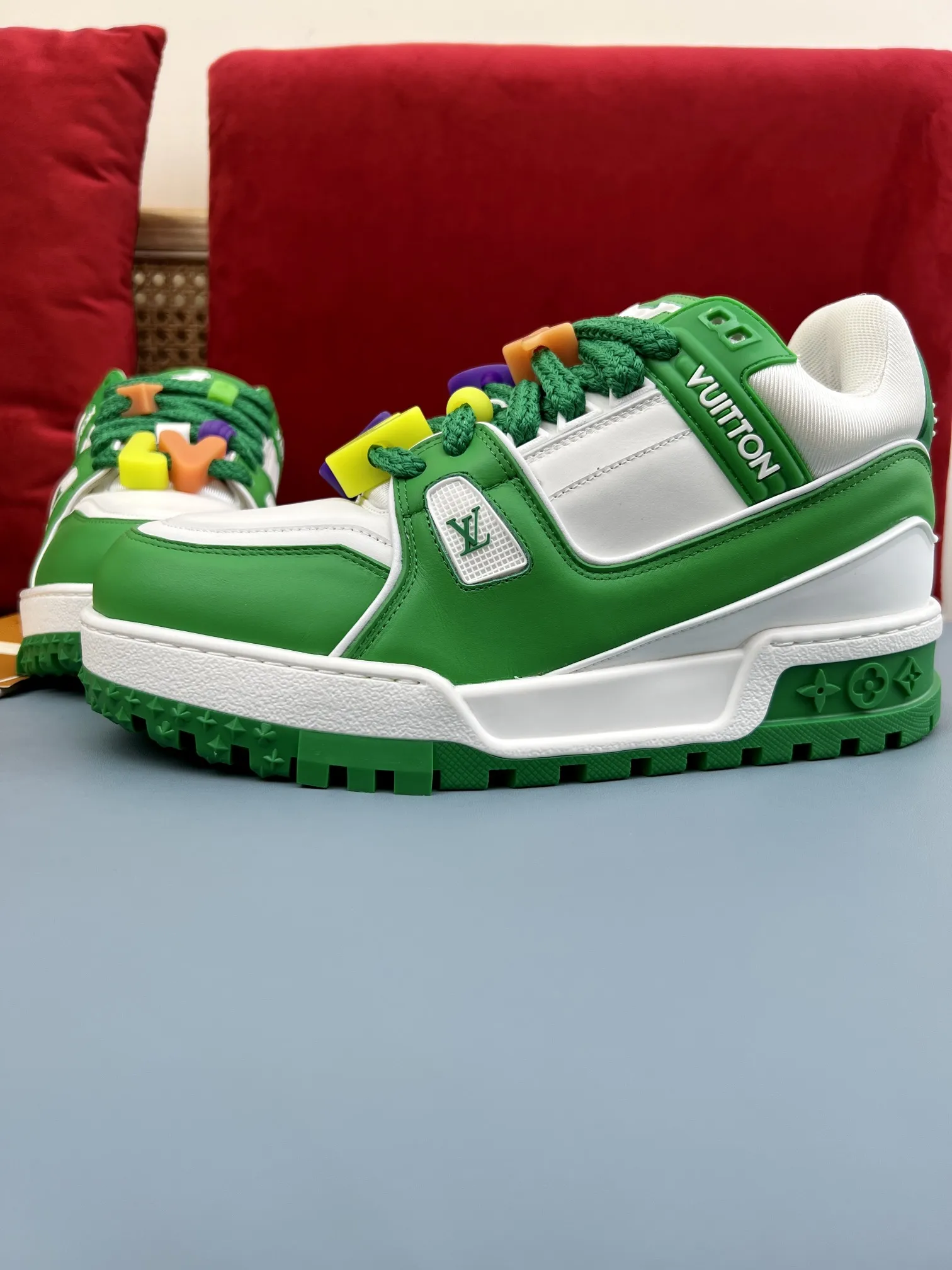 Timeless Louis Vuitton Trainer Green White Replica Shoes –  Rep Sneakers 352