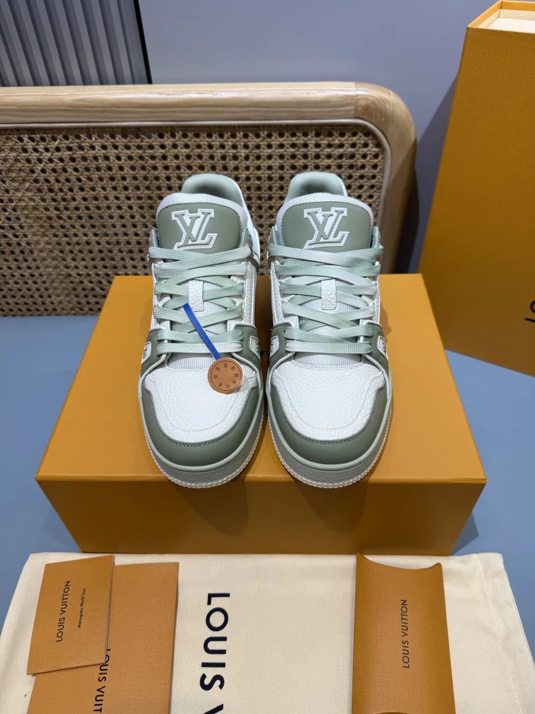 Louis Vuitton Trainer Khaki Green Replica Shoes with Rep Sneakers Style Elegant 425