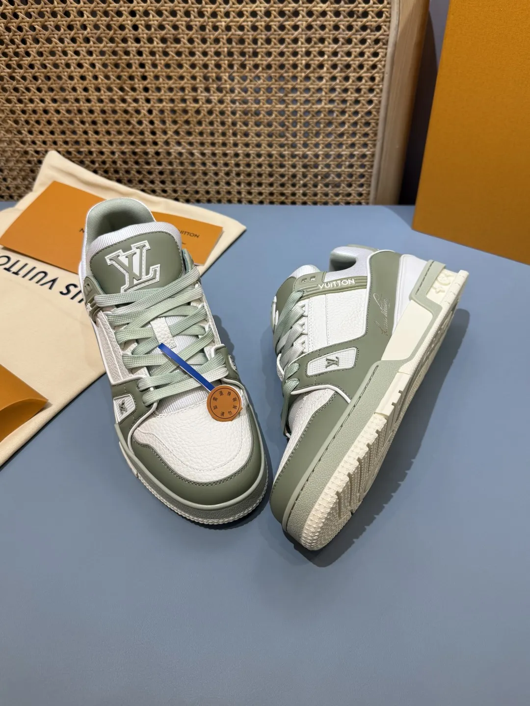 Louis Vuitton Trainer Khaki Green Replica Shoes with Rep Sneakers Style Elegant 425
