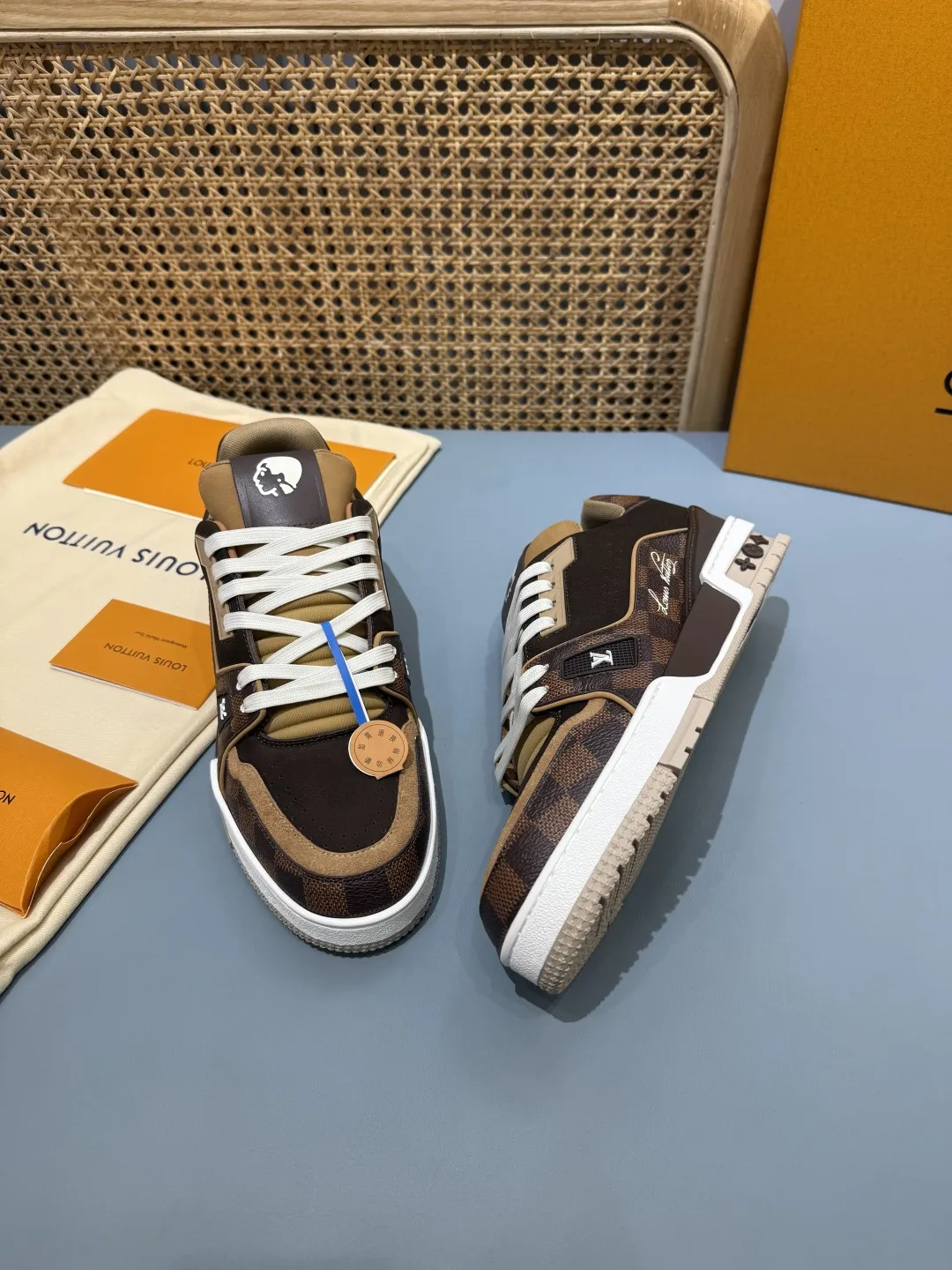 Vibrant Louis Vuitton Trainer Limited Edition Brown Sneakers – Replica LV Style with Rep Shoes Design 410