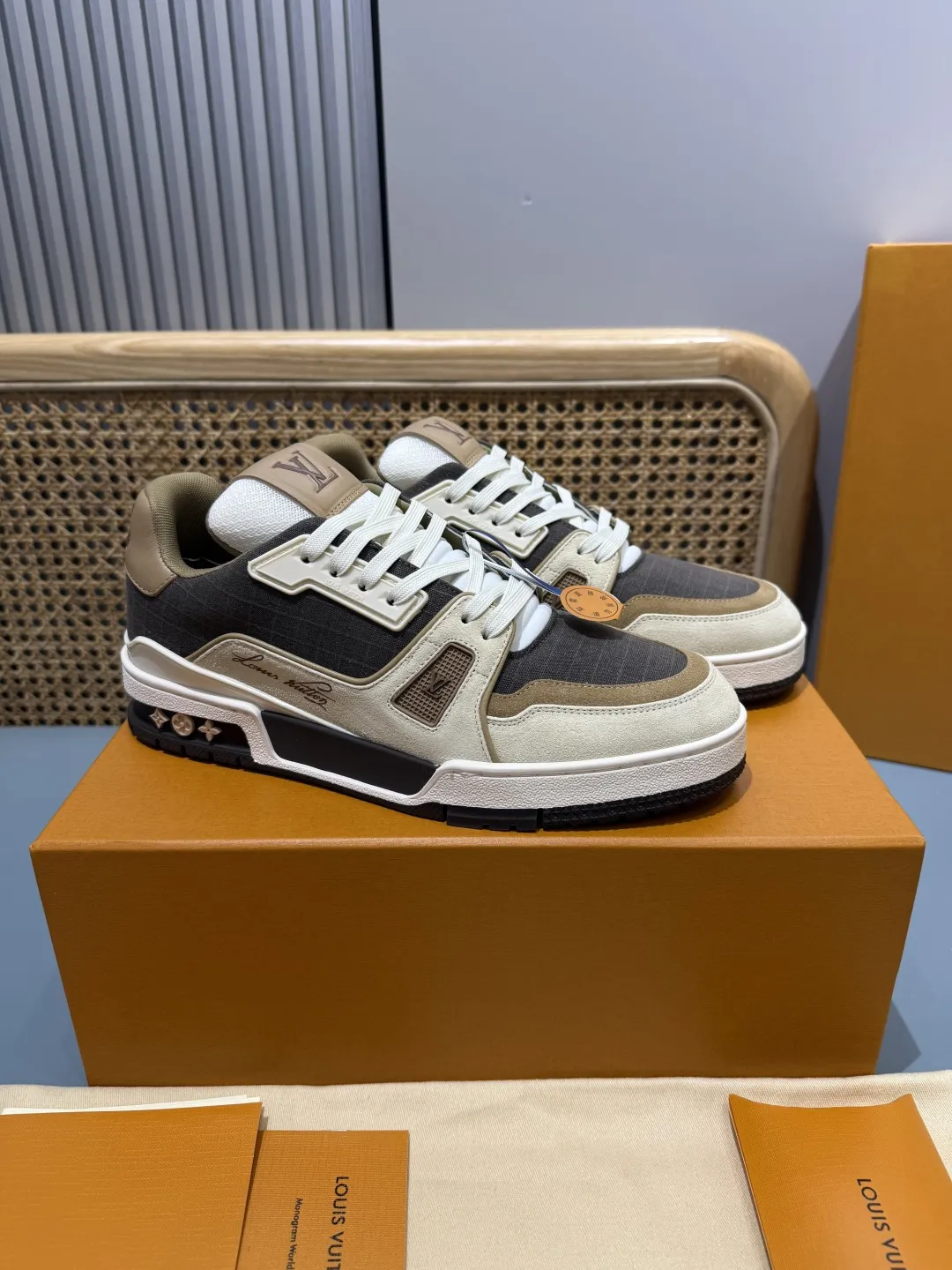 Louis Vuitton Trainer Maillard Brown Replica Sneakers with Rep Shoes Style AllSeason 456