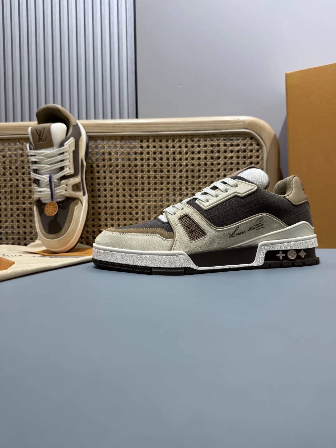 Louis Vuitton Trainer Maillard Brown Replica Sneakers with Rep Shoes Style AllSeason 456