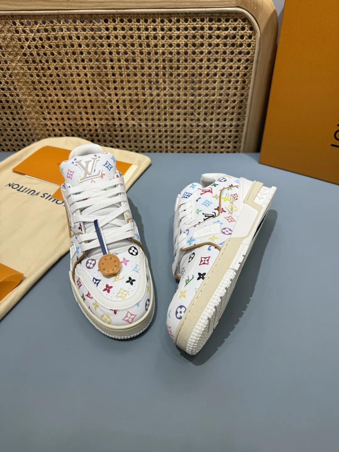 Louis Vuitton Trainer Monogram Multicolor Replica Shoes with Fake Louis Vuitton Design Durable 439