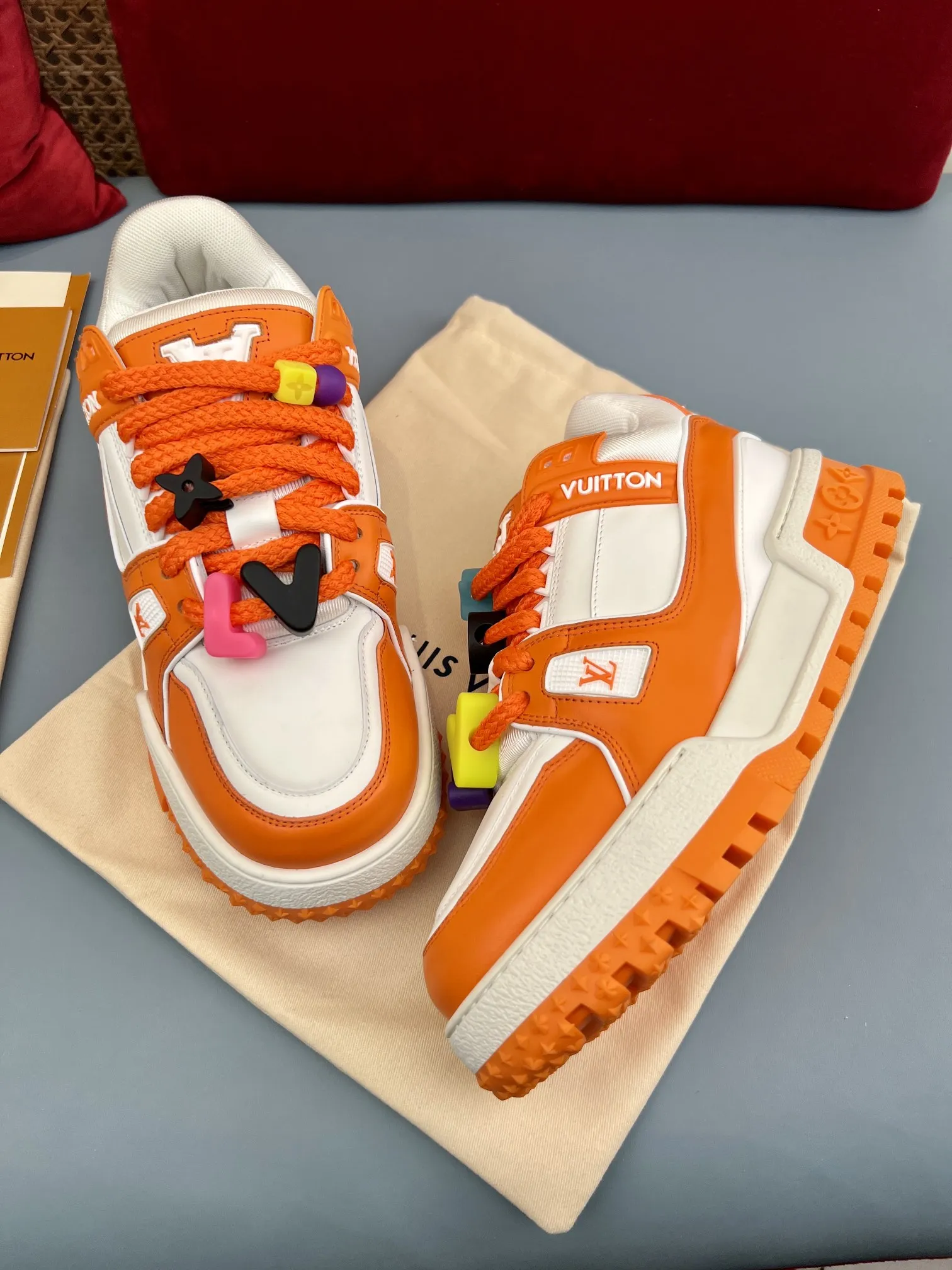 MultiPurpose Louis Vuitton Trainer Orange White Replica Shoes with Rep Sneakers Style 350