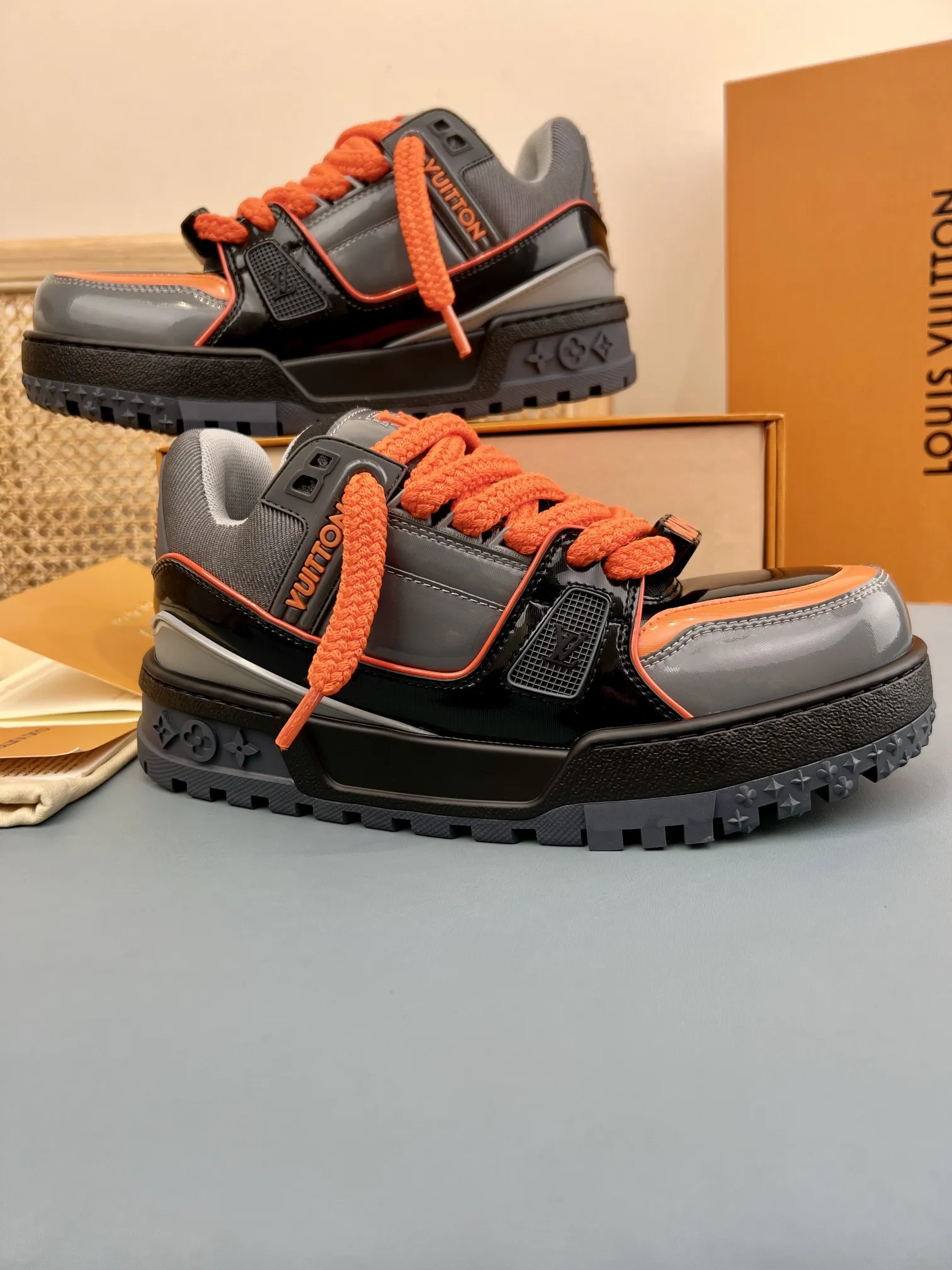 Efficient Louis Vuitton Trainer Padding Orange Grey Replica Shoes – Rep Sneakers 349