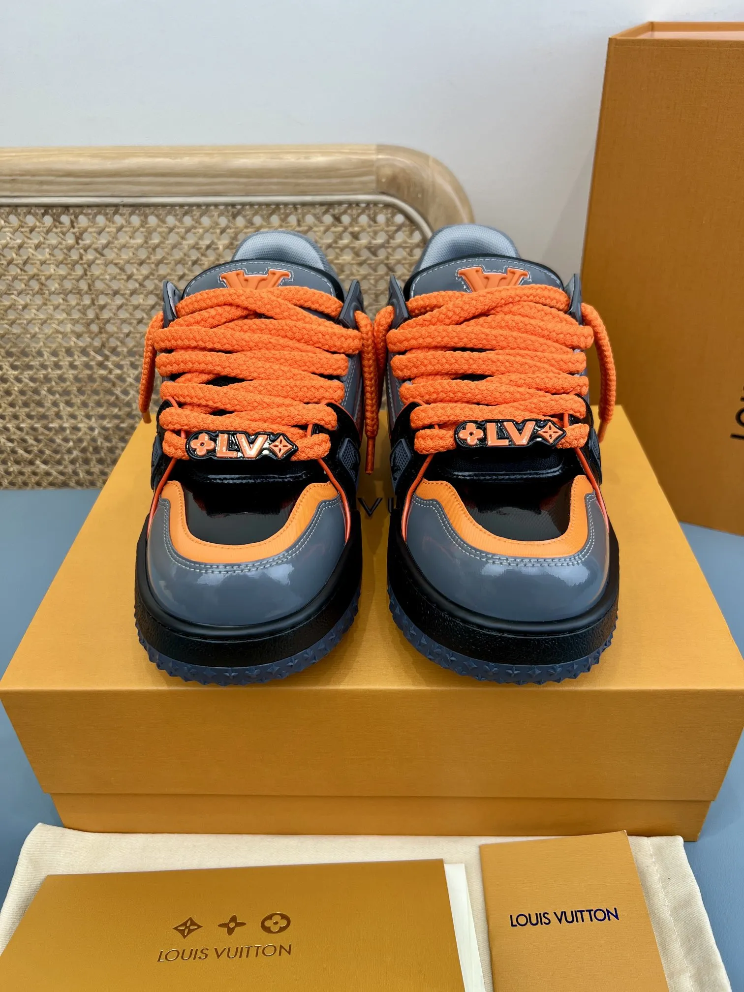 Efficient Louis Vuitton Trainer Padding Orange Grey Replica Shoes – Rep Sneakers 349