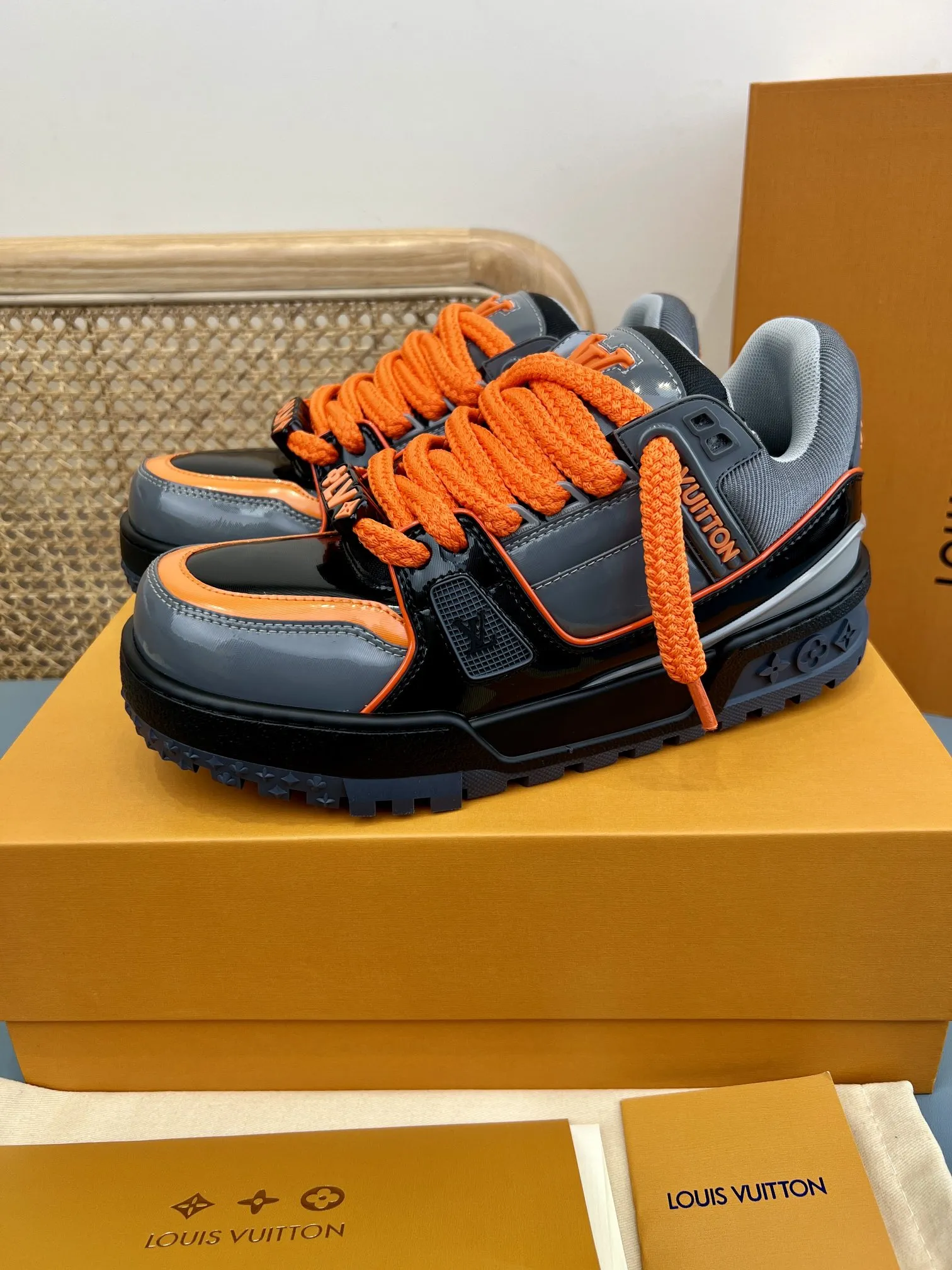 Efficient Louis Vuitton Trainer Padding Orange Grey Replica Shoes – Rep Sneakers 349