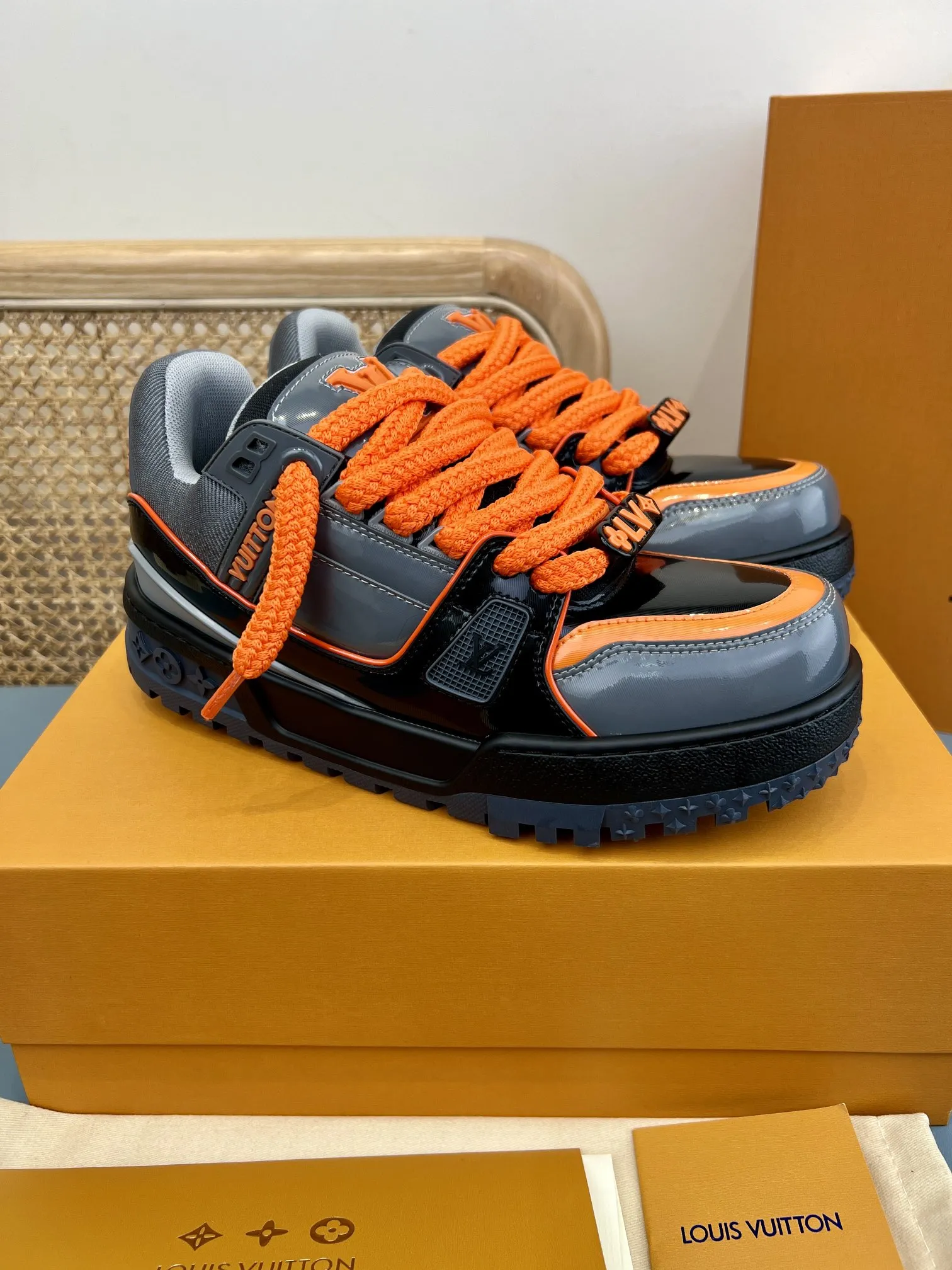Efficient Louis Vuitton Trainer Padding Orange Grey Replica Shoes – Rep Sneakers 349