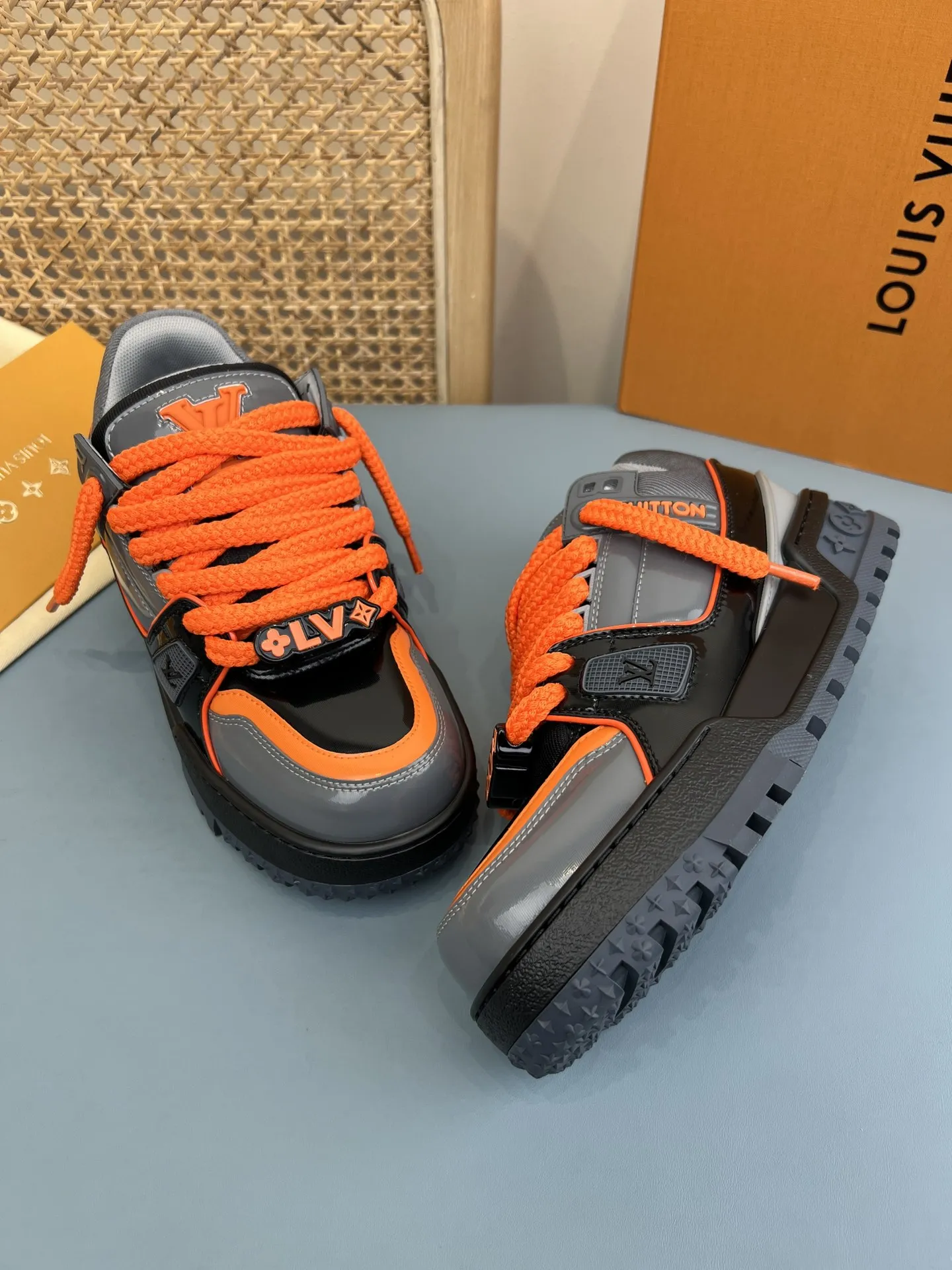 Efficient Louis Vuitton Trainer Padding Orange Grey Replica Shoes – Rep Sneakers 349