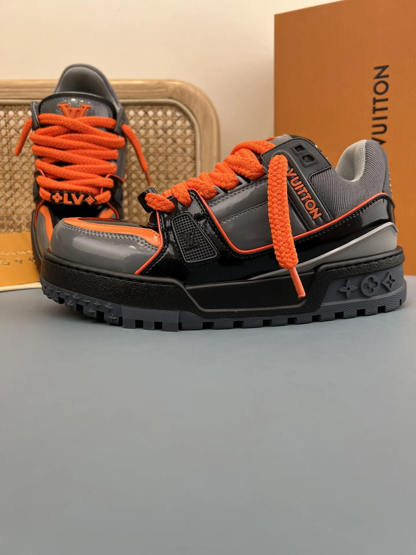 Efficient Louis Vuitton Trainer Padding Orange Grey Replica Shoes – Rep Sneakers 349