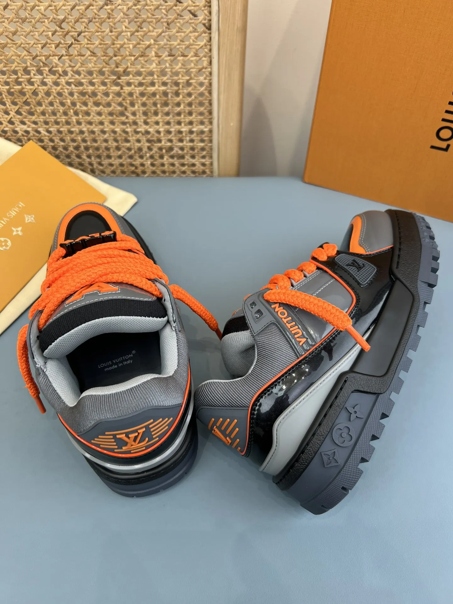 Efficient Louis Vuitton Trainer Padding Orange Grey Replica Shoes – Rep Sneakers 349