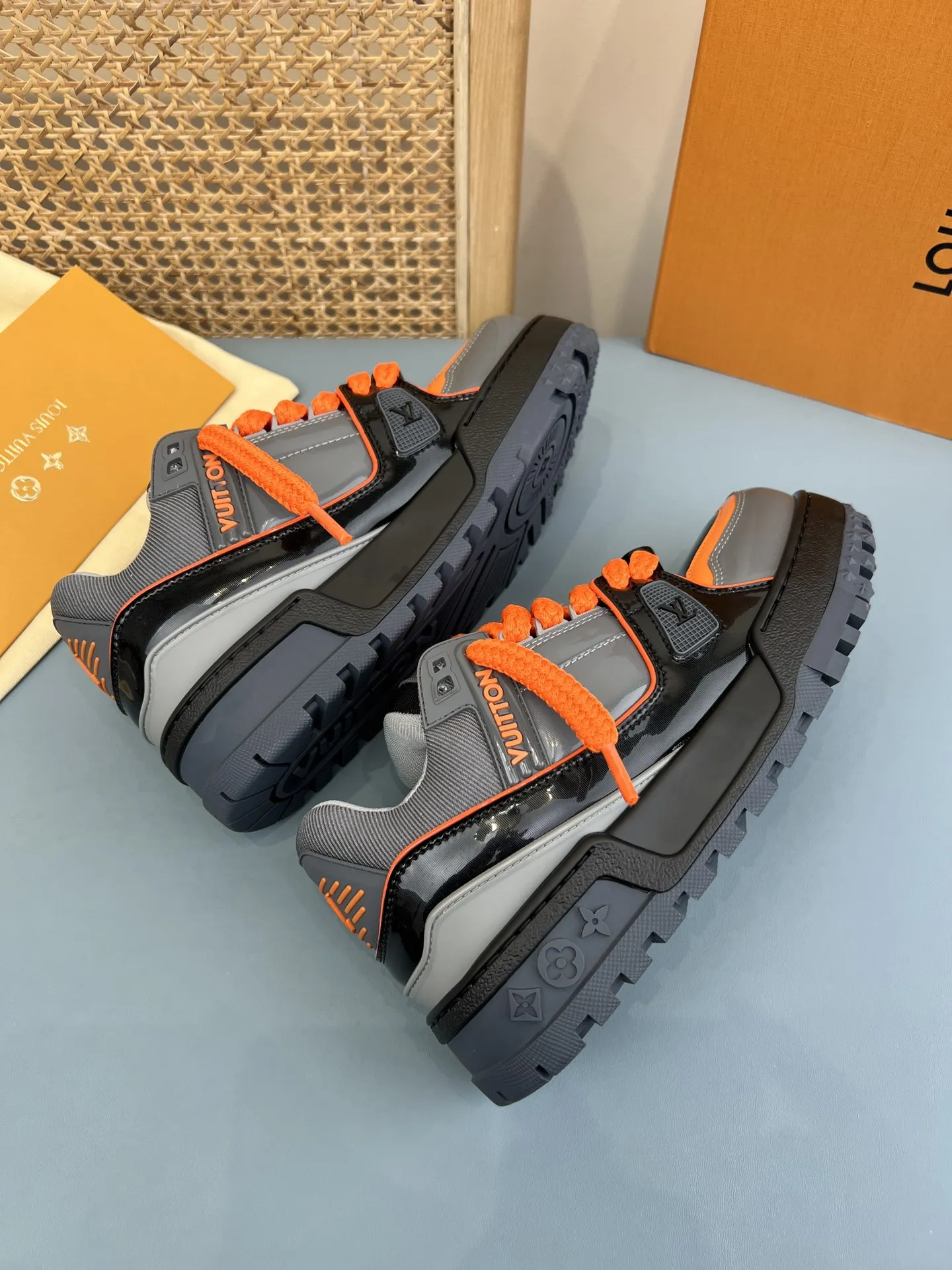 Efficient Louis Vuitton Trainer Padding Orange Grey Replica Shoes – Rep Sneakers 349