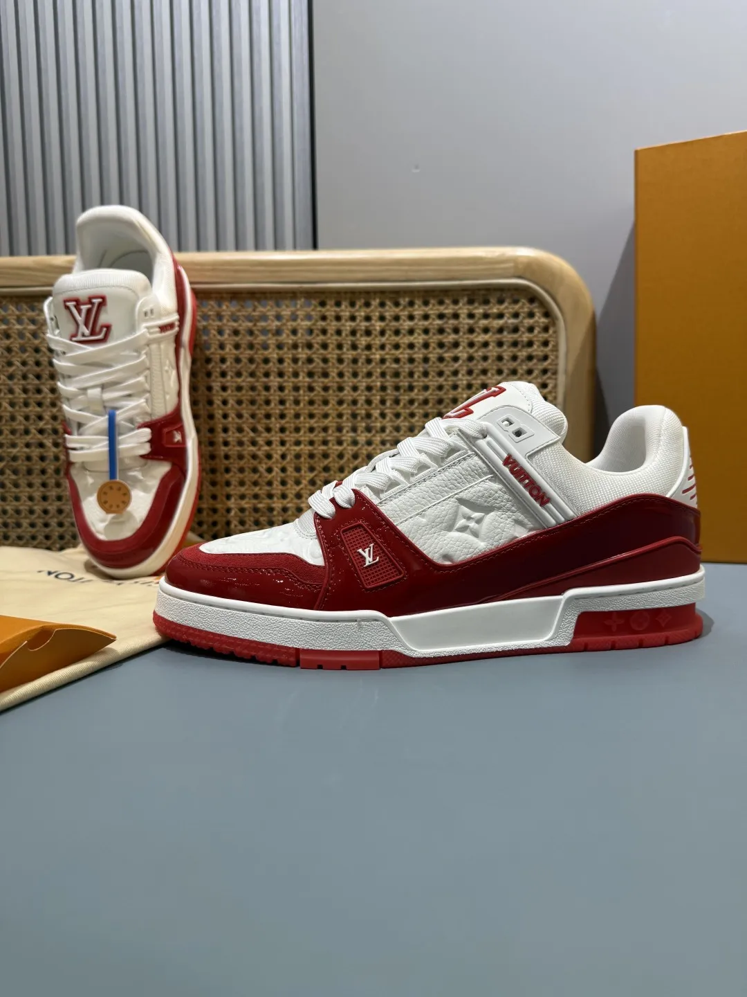 Louis Vuitton Trainer Pat Patent Leather Red White –  Replica Shoes & Louis Vuitton Fake Cozy 372