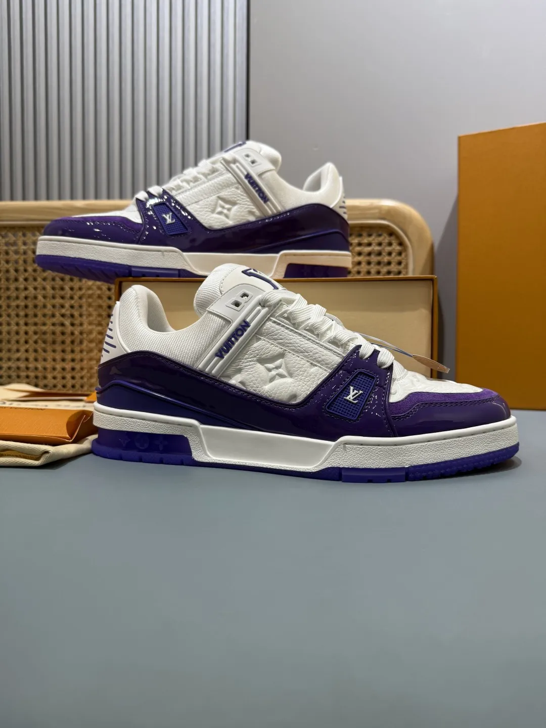 SoftTouch Louis Vuitton Trainer Patent Leather Purple White – Replica Shoes & LV Fake Edition 374