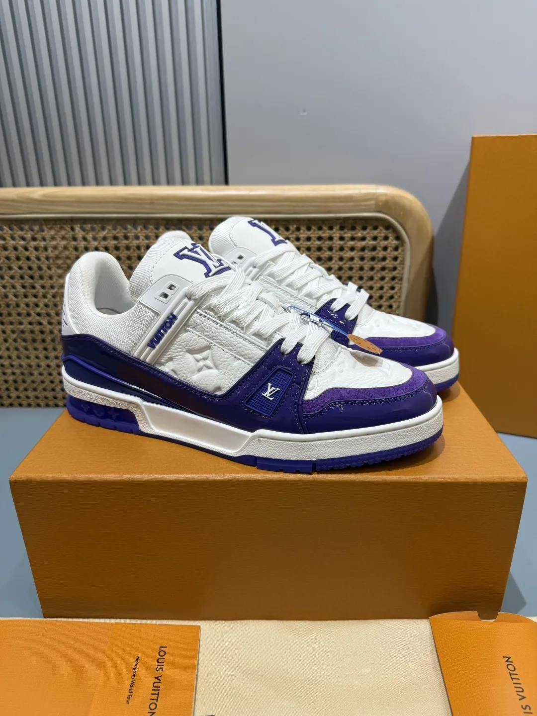 SoftTouch Louis Vuitton Trainer Patent Leather Purple White – Replica Shoes & LV Fake Edition 374