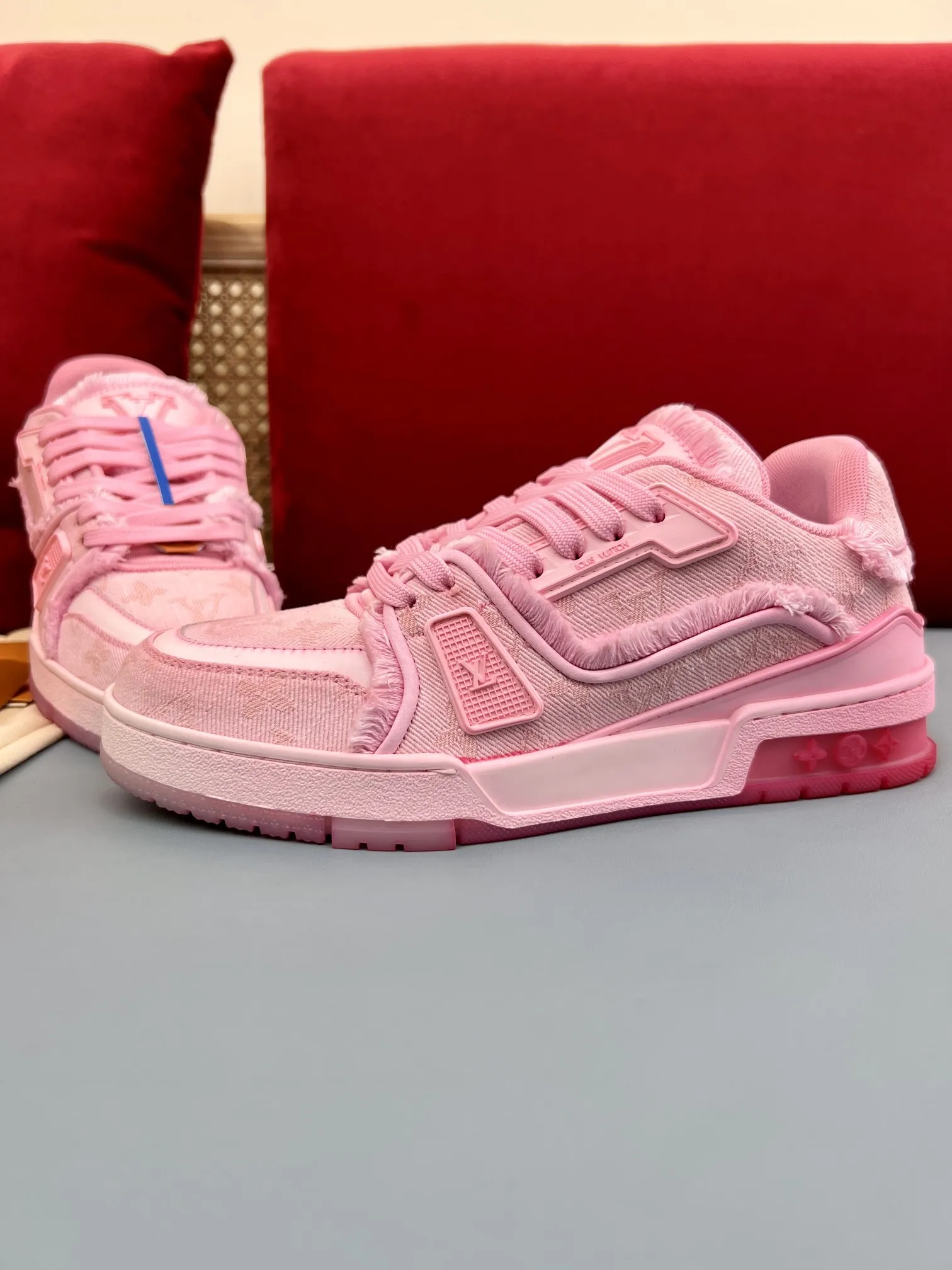 WrinkleFree Louis Vuitton Trainer Pink Denim Sneakers – Replica Shoes & Fake Louis Vuitton Collection 315
