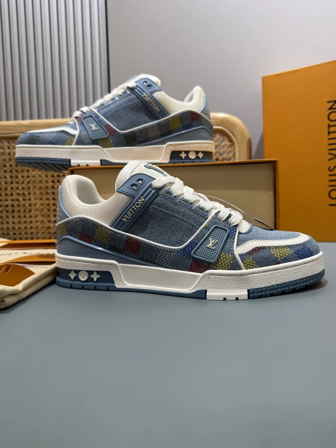 Louis Vuitton Trainer Sneaker Blue Monogram –  Replica Shoes & Rep Footwear Trendy 433