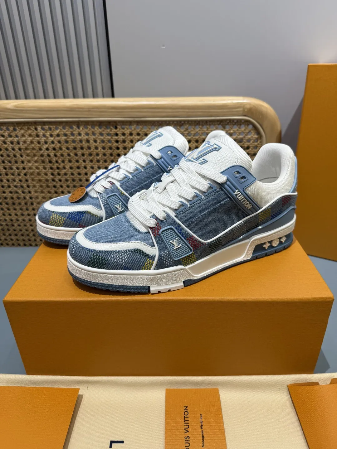 Louis Vuitton Trainer Sneaker Blue Monogram –  Replica Shoes & Rep Footwear Trendy 433