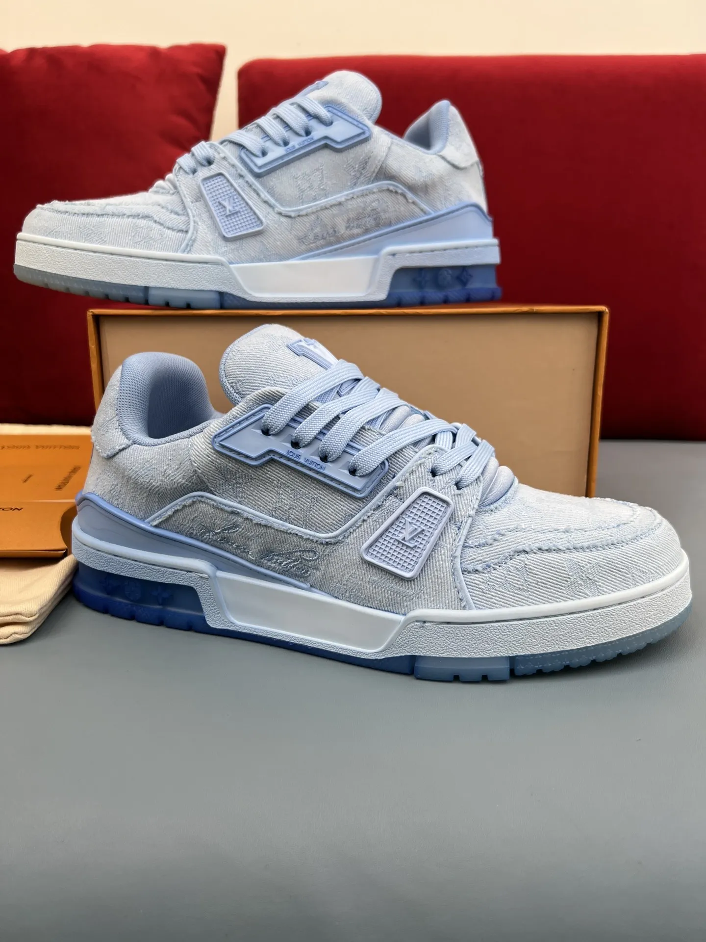 Louis Vuitton Trainer Sneaker Light Blue Denim – Replica Shoes & LV Fake Edition MultiPurpose 324