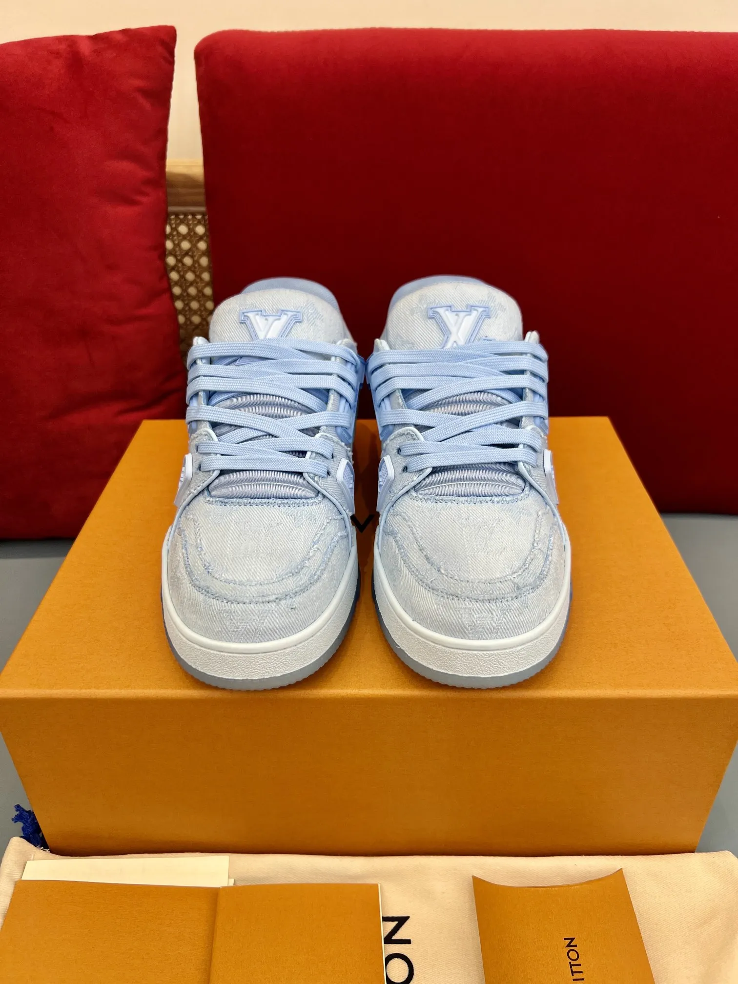 Louis Vuitton Trainer Sneaker Light Blue Denim – Replica Shoes & LV Fake Edition MultiPurpose 324
