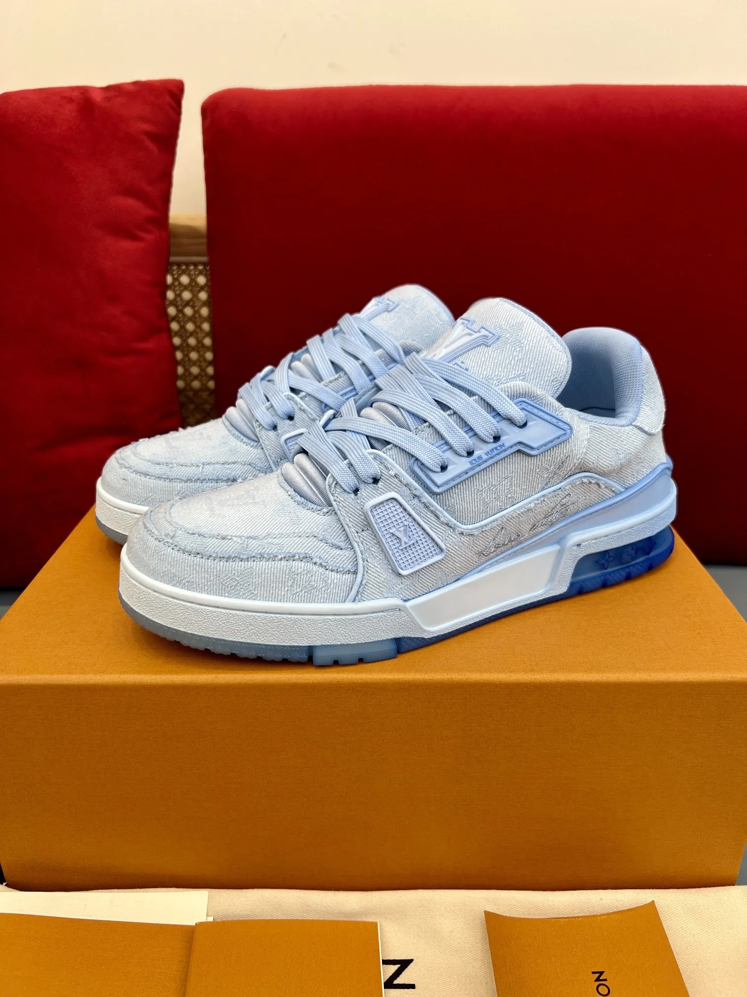 Louis Vuitton Trainer Sneaker Light Blue Denim – Replica Shoes & LV Fake Edition MultiPurpose 324