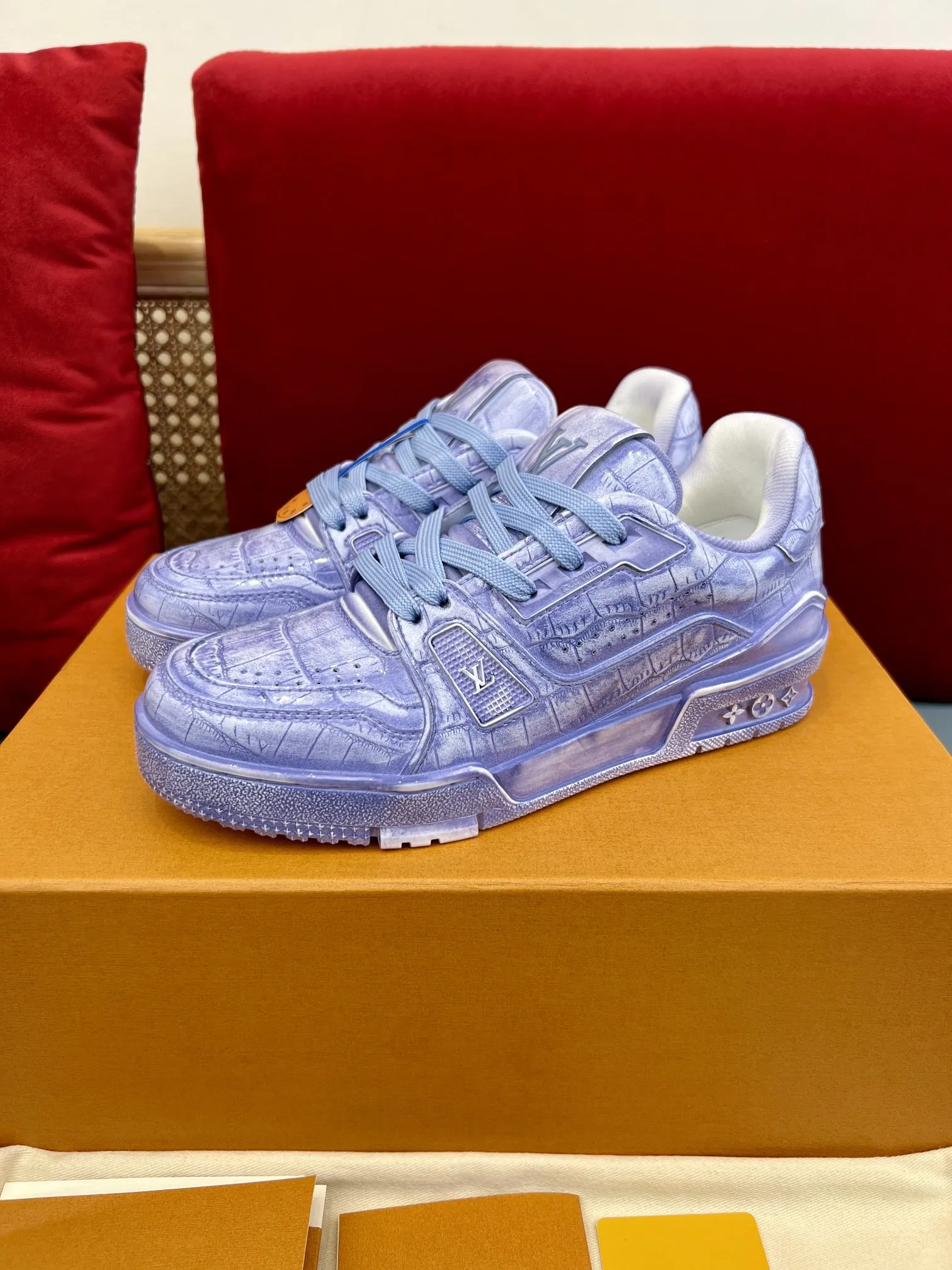 EasyCare Louis Vuitton Trainer Sneaker Light Blue Leather –  Replica Shoes & Rep Footwear 347