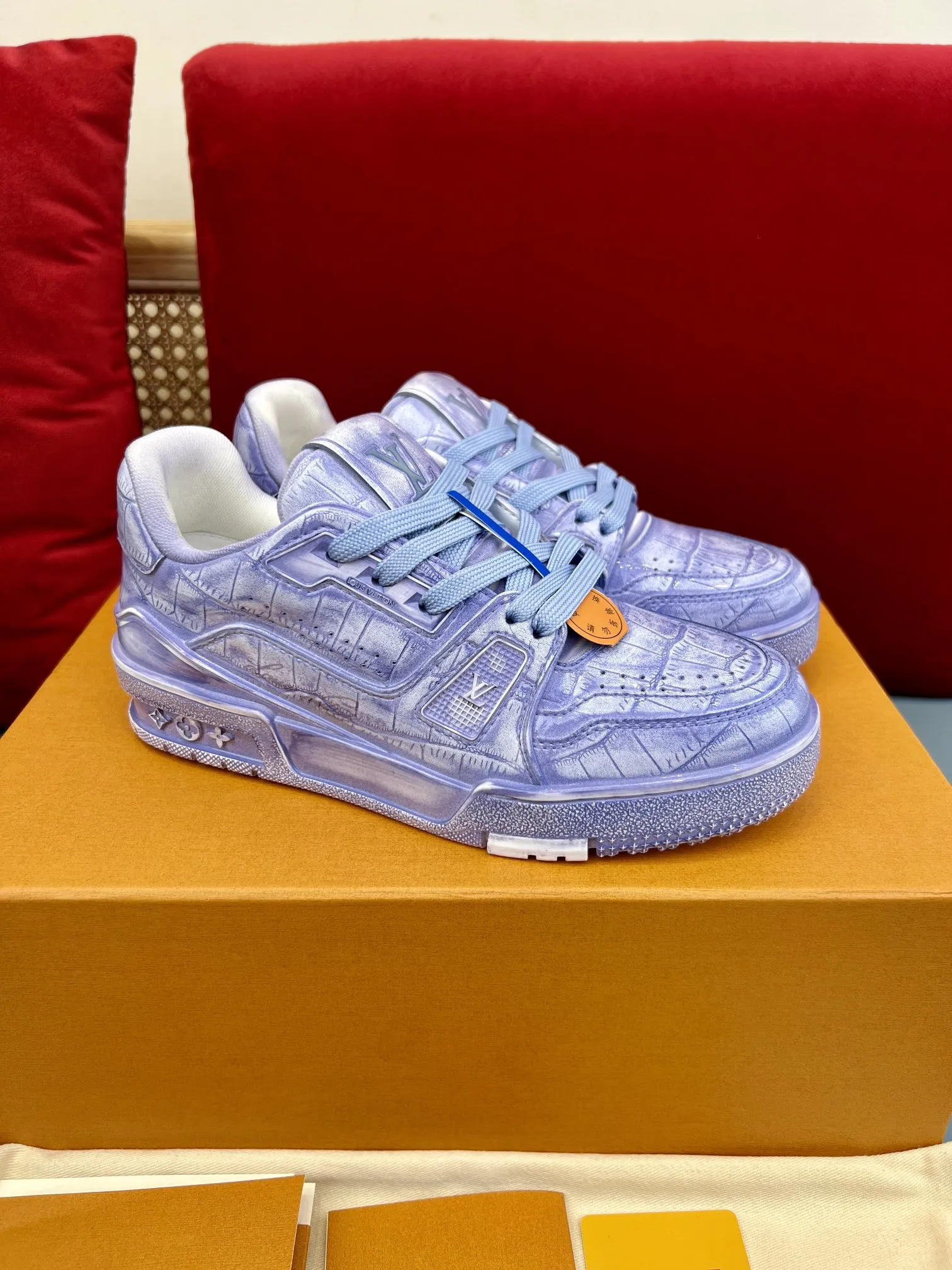 EasyCare Louis Vuitton Trainer Sneaker Light Blue Leather –  Replica Shoes & Rep Footwear 347