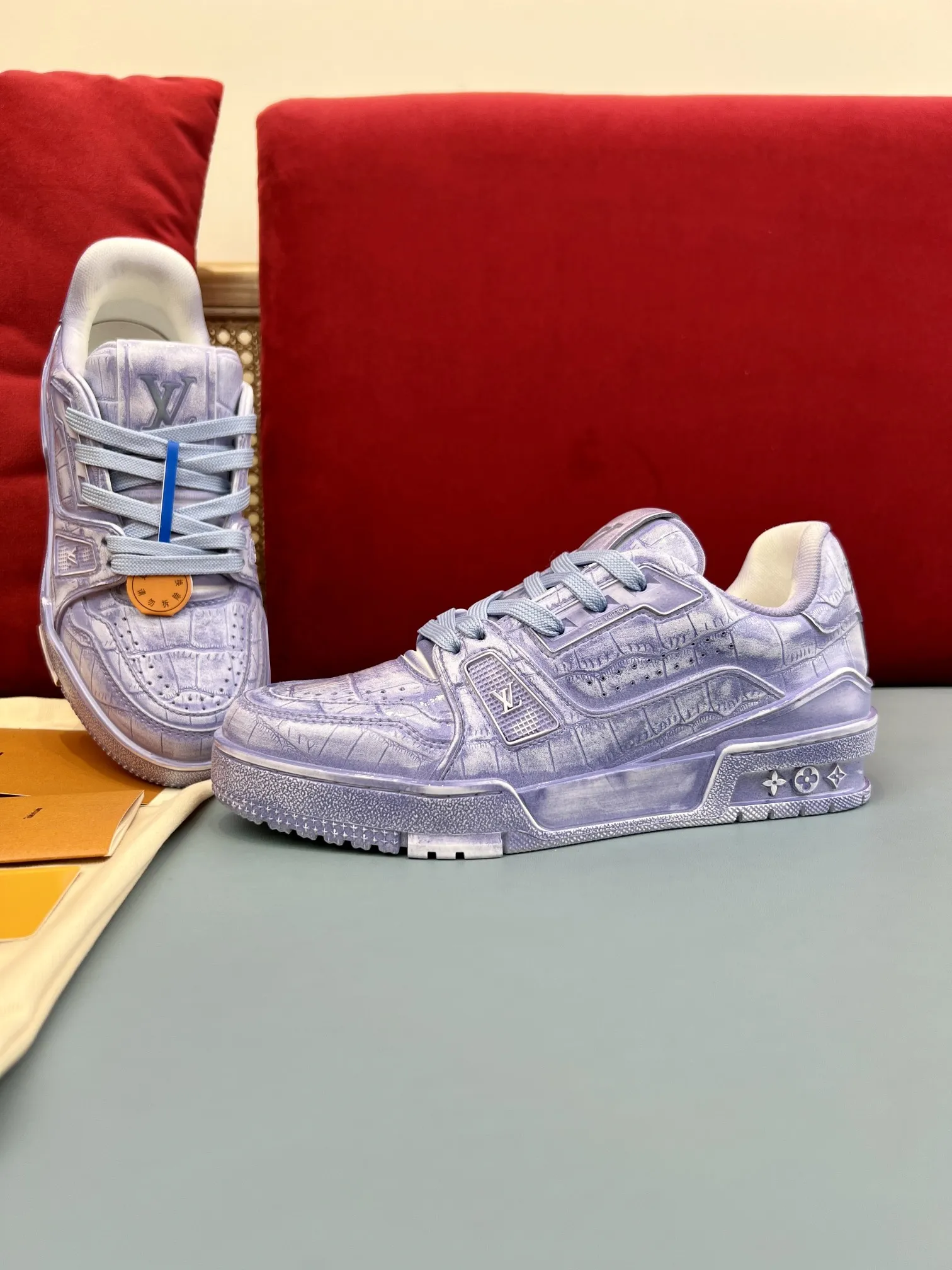 EasyCare Louis Vuitton Trainer Sneaker Light Blue Leather –  Replica Shoes & Rep Footwear 347