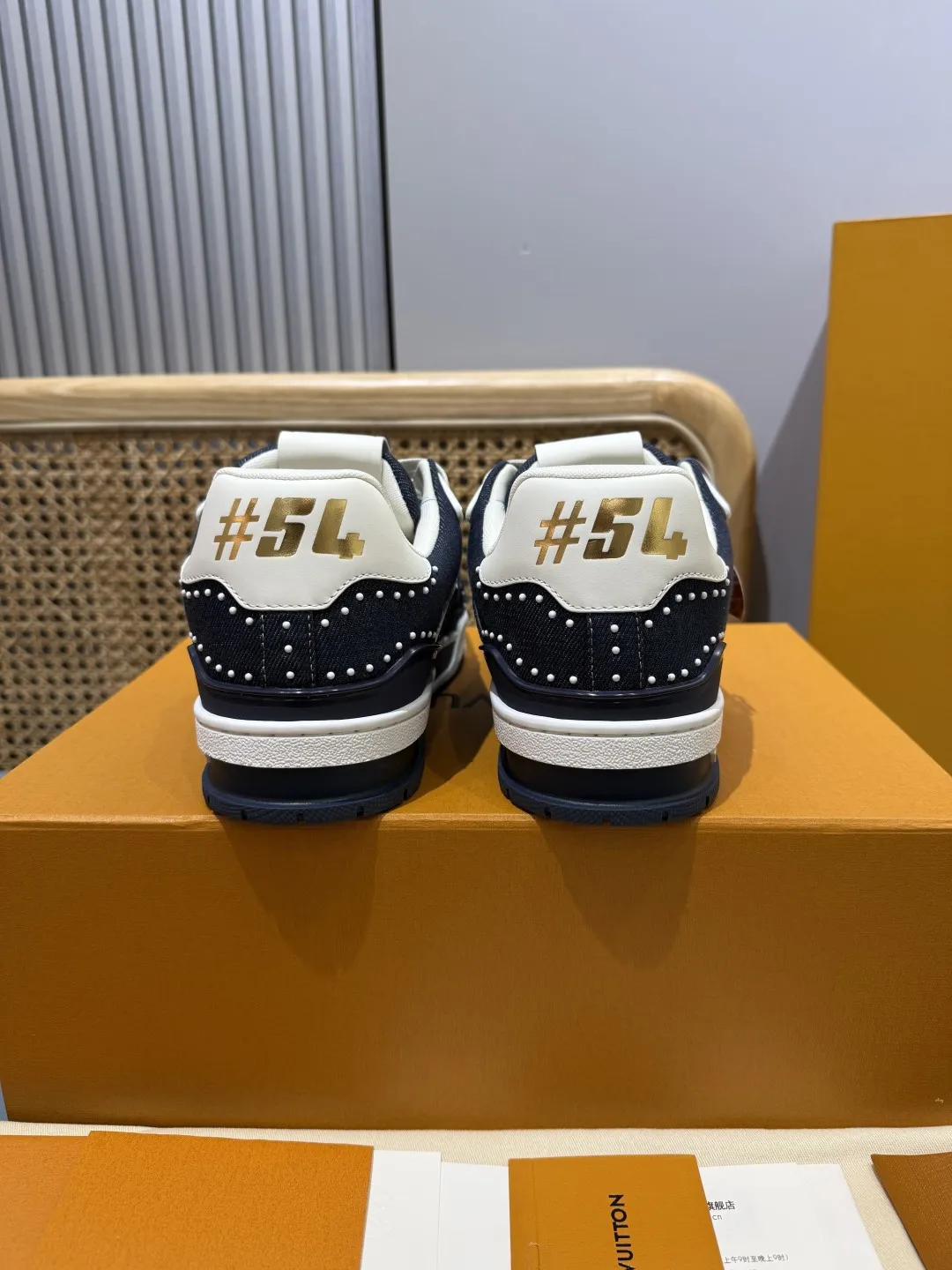 Bold Louis Vuitton Trainer Sneaker Navy Blue Studded –  Replica Shoes & Rep Footwear 387