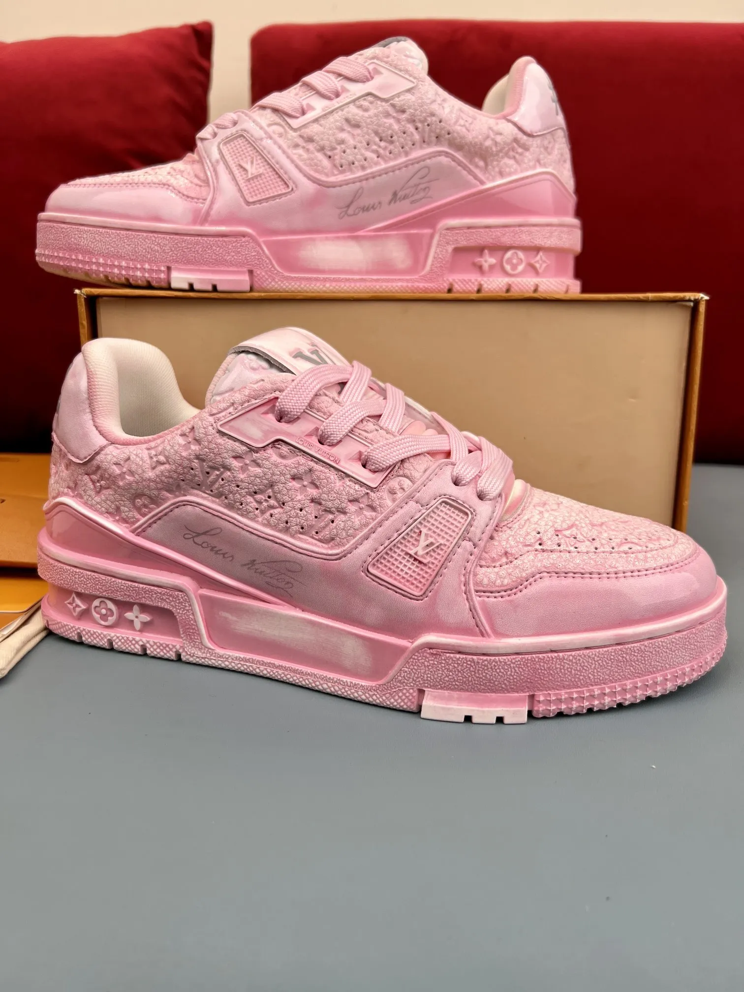 Trendy Louis Vuitton Trainer Sneaker Pink Lace-Up – Replica Shoes & Louis Vuitton Fake 314