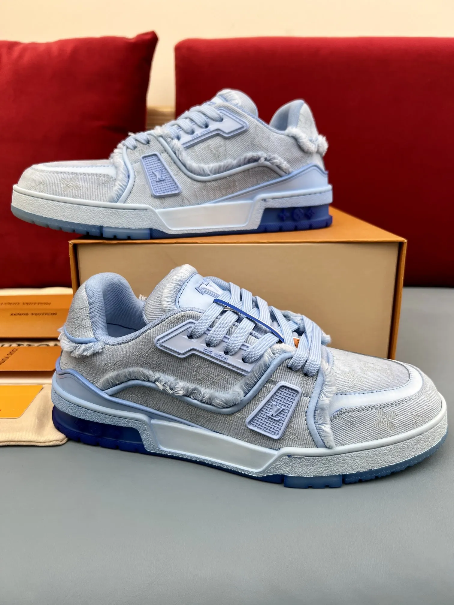 SunProtective Louis Vuitton Trainer Sneakers Blue Denim –  Replica Shoes & Rep Footwear 313