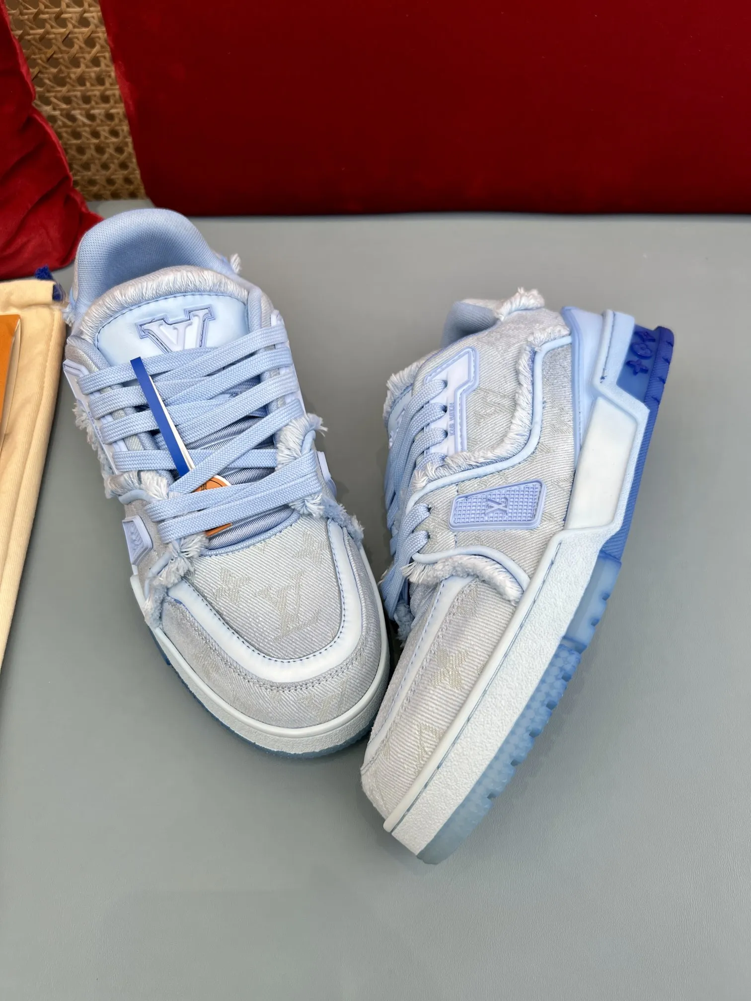 SunProtective Louis Vuitton Trainer Sneakers Blue Denim –  Replica Shoes & Rep Footwear 313